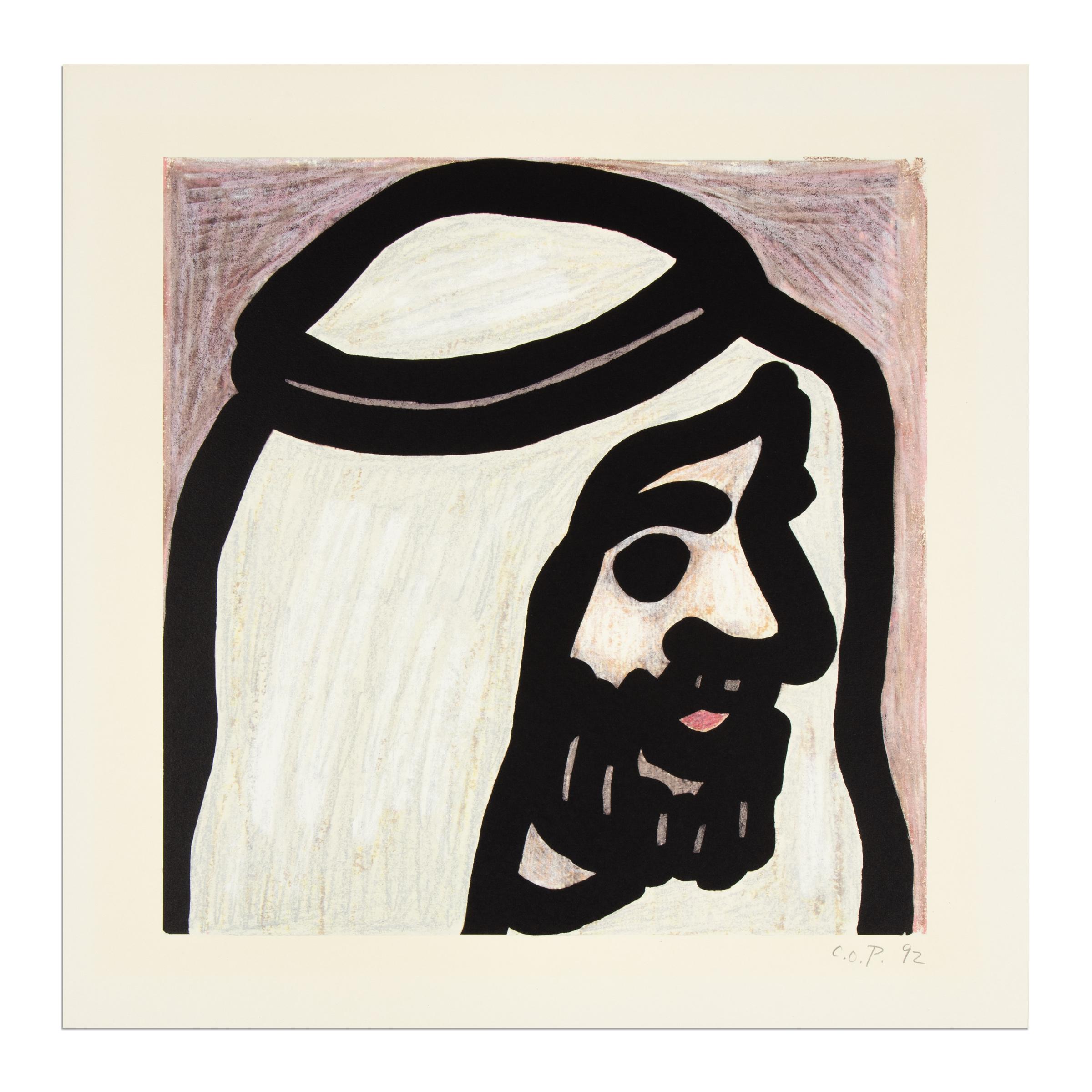 C.O. Paeffgen, Scheich – signierter Druck, 1992, Pop-Art, Porträt