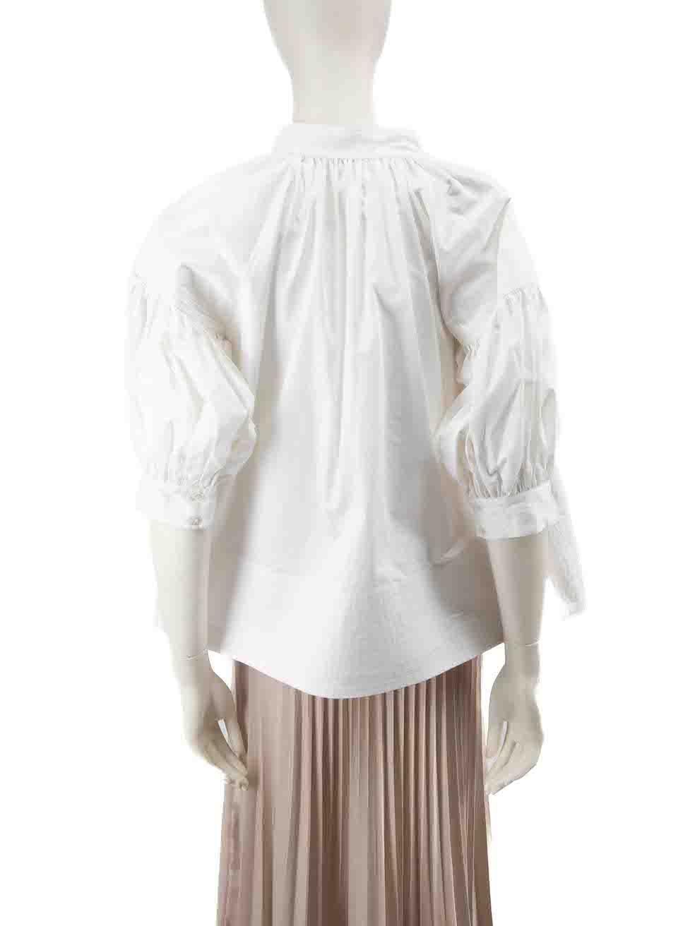 CO White V-Neck Puff Sleeve Top Size XS In Good Condition For Sale In London, GB