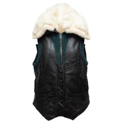 Coach 1941 Black & Multicolor Leather & Corduroy Vest