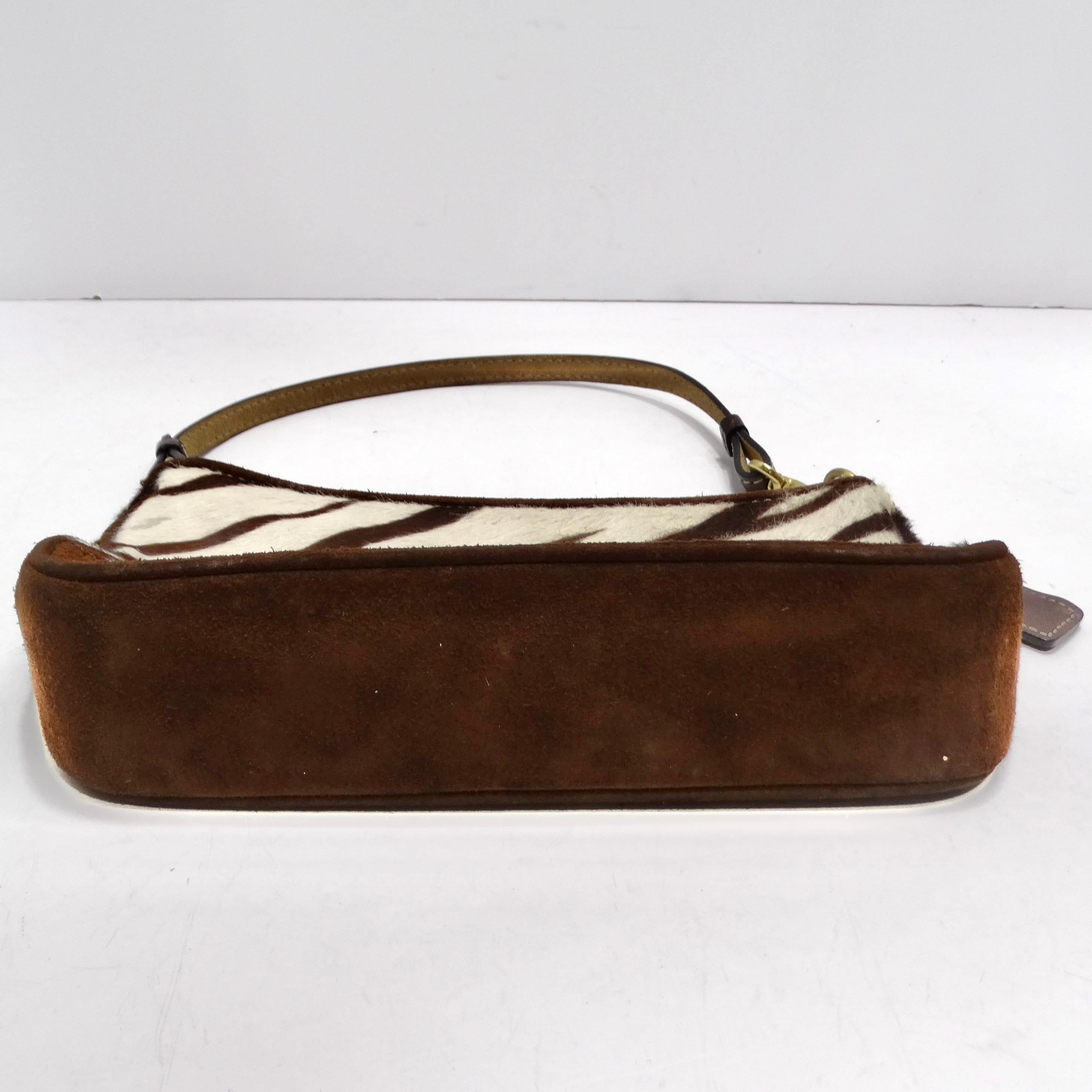 Bolso de hombro Coach de pelo de becerro con estampado de cebra de los años 90 1
