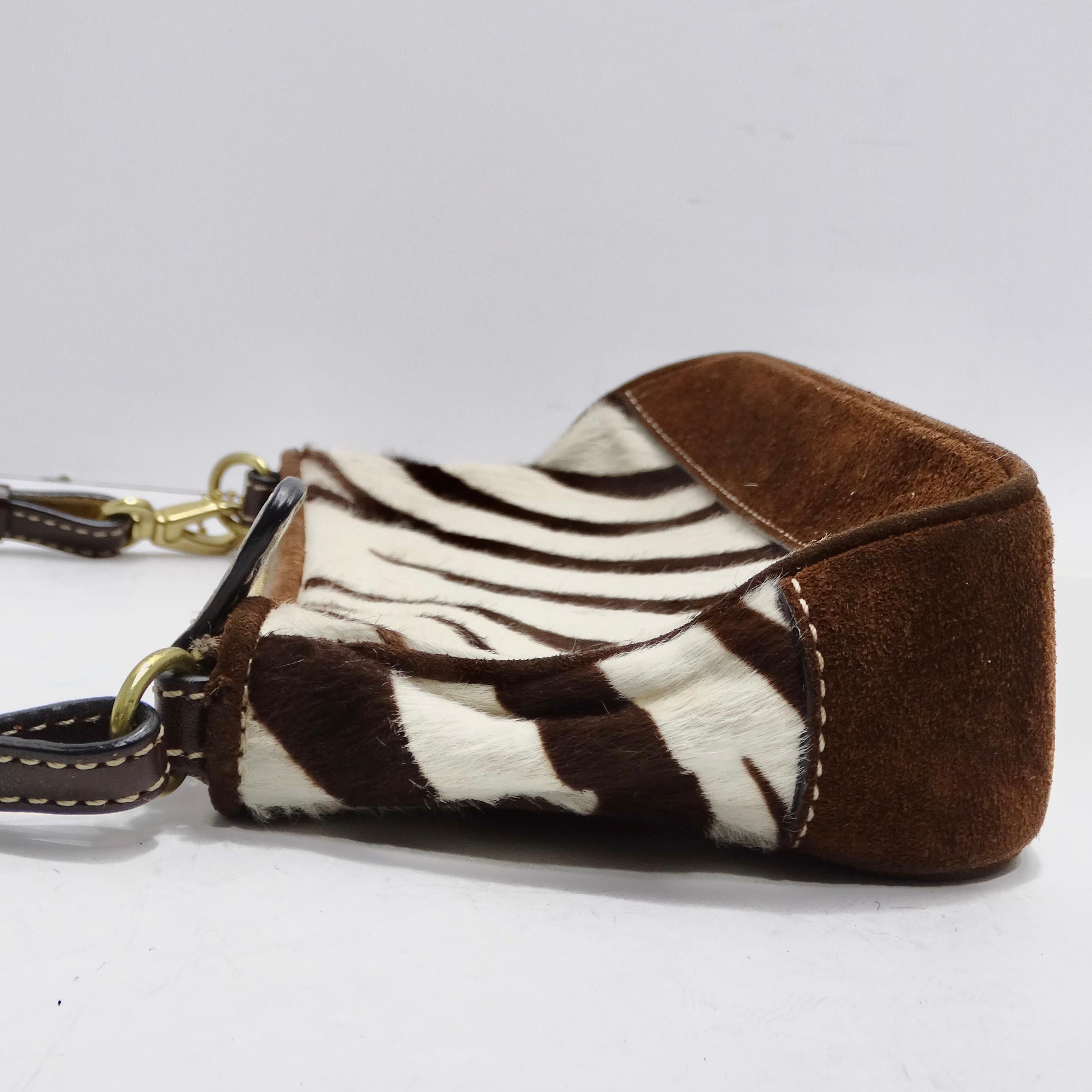 Bolso de hombro Coach de pelo de becerro con estampado de cebra de los años 90 3