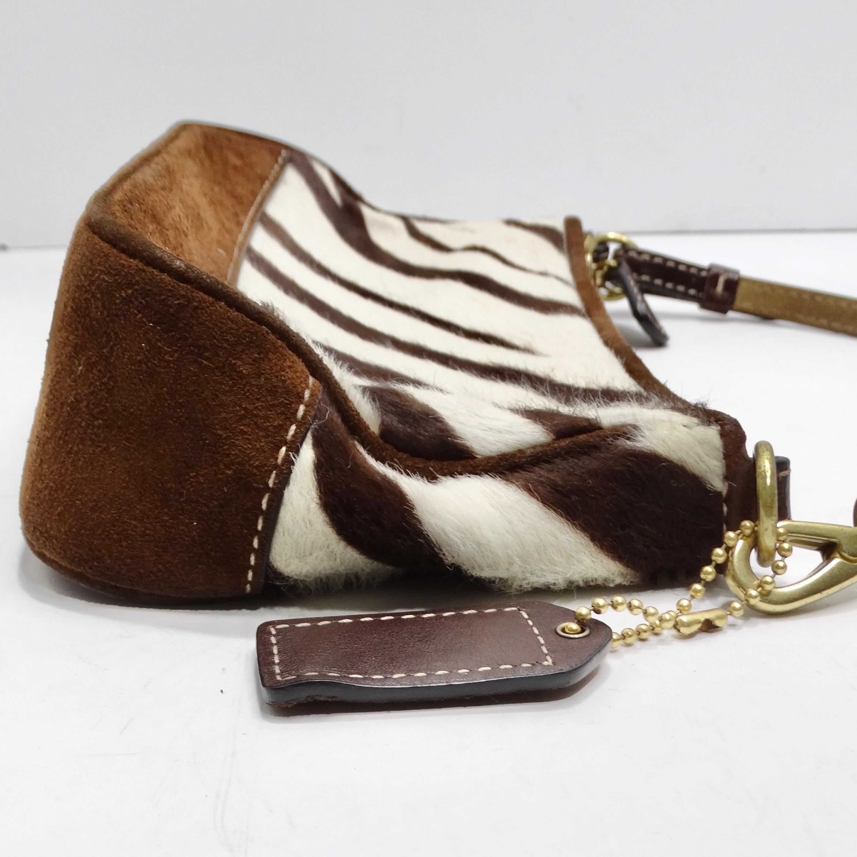 Bolso de hombro Coach de pelo de becerro con estampado de cebra de los años 90 4