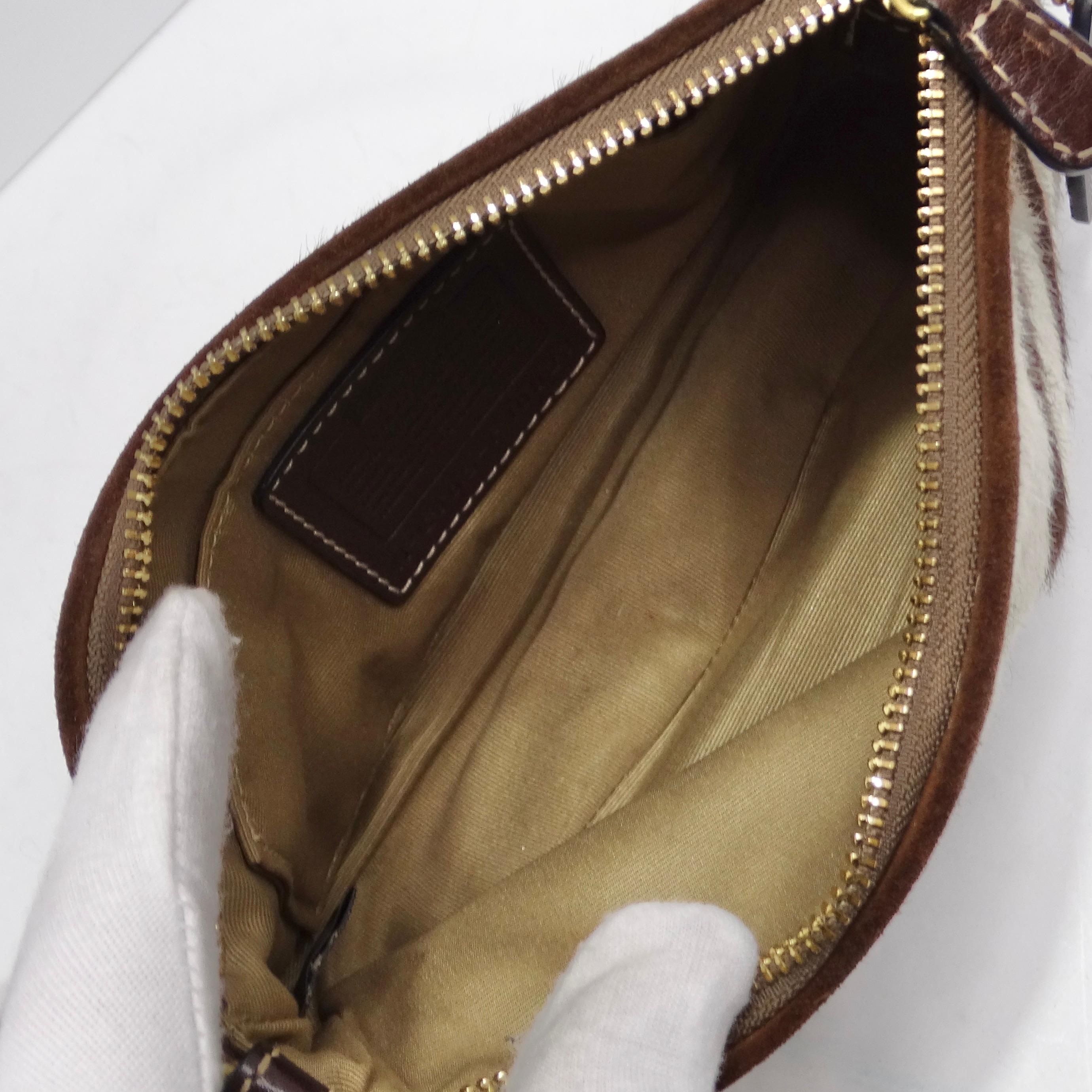 Bolso de hombro Coach de pelo de becerro con estampado de cebra de los años 90 5