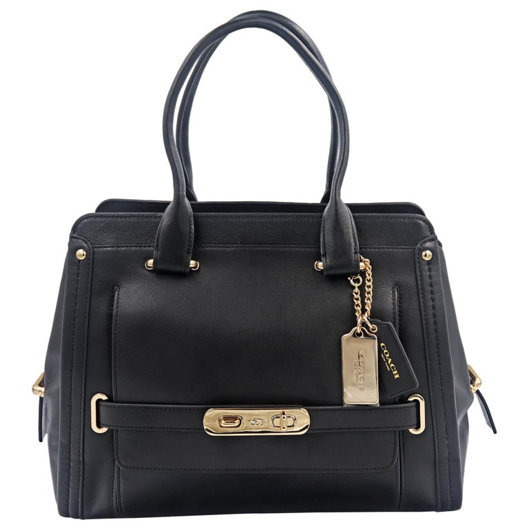 Coach 37182 Black Calf Leather Swagger Frame Satchel Ladies Bag For ...
