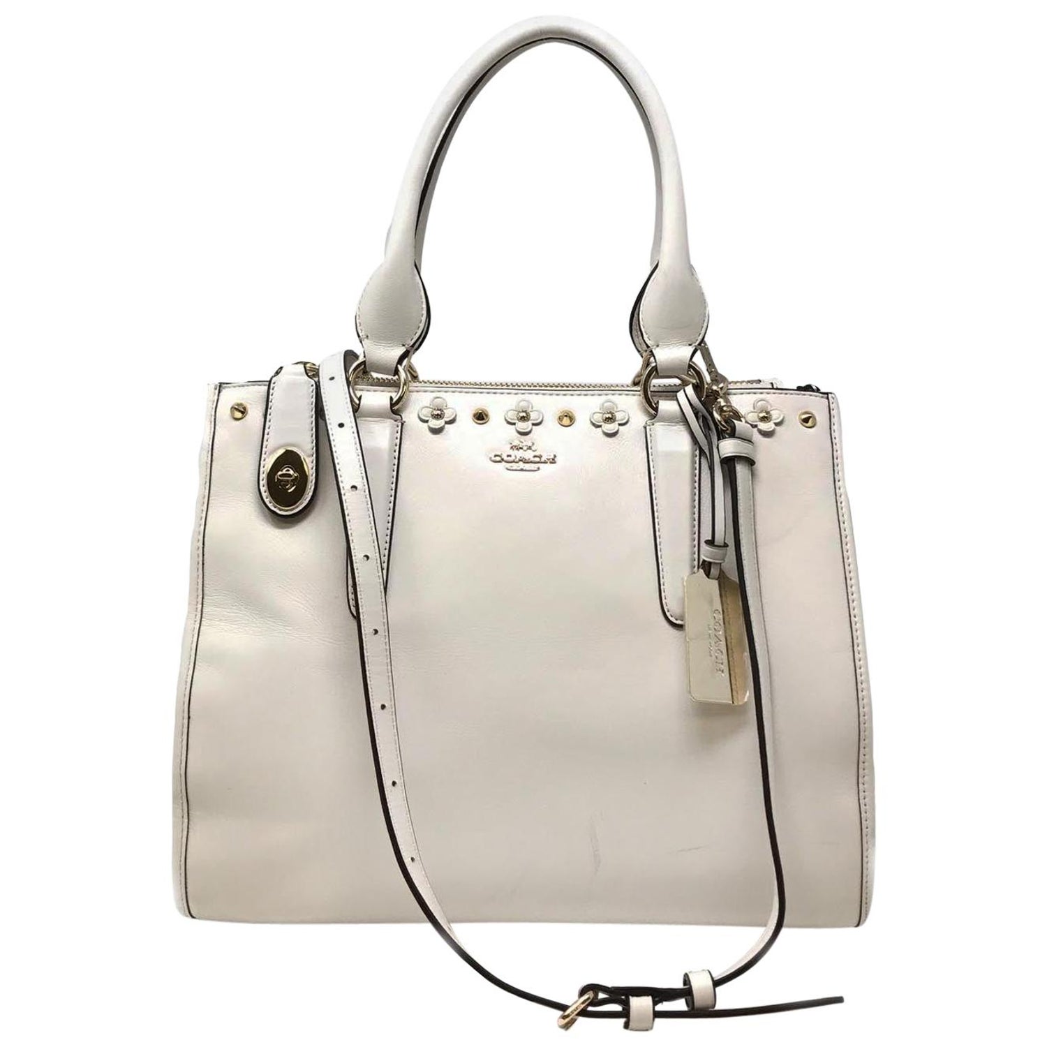 Coach 37400 Crosby Carryall in Floral Rivets Leather Chalk Women's Bag at  1stDibs
