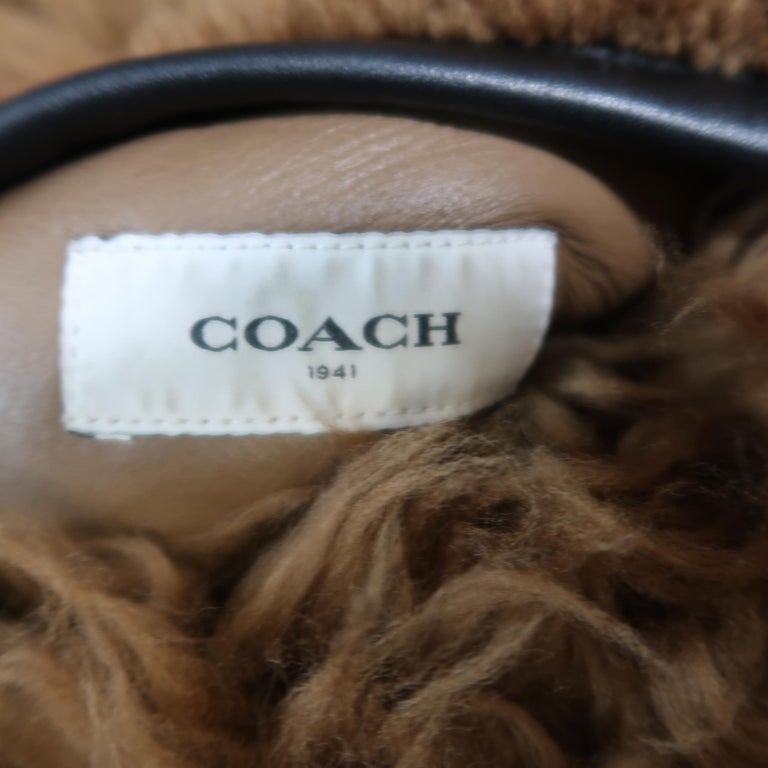 COACH 38 Tan Fuzzy Shearling Reversibe Double Breasted Coat For Sale at ...