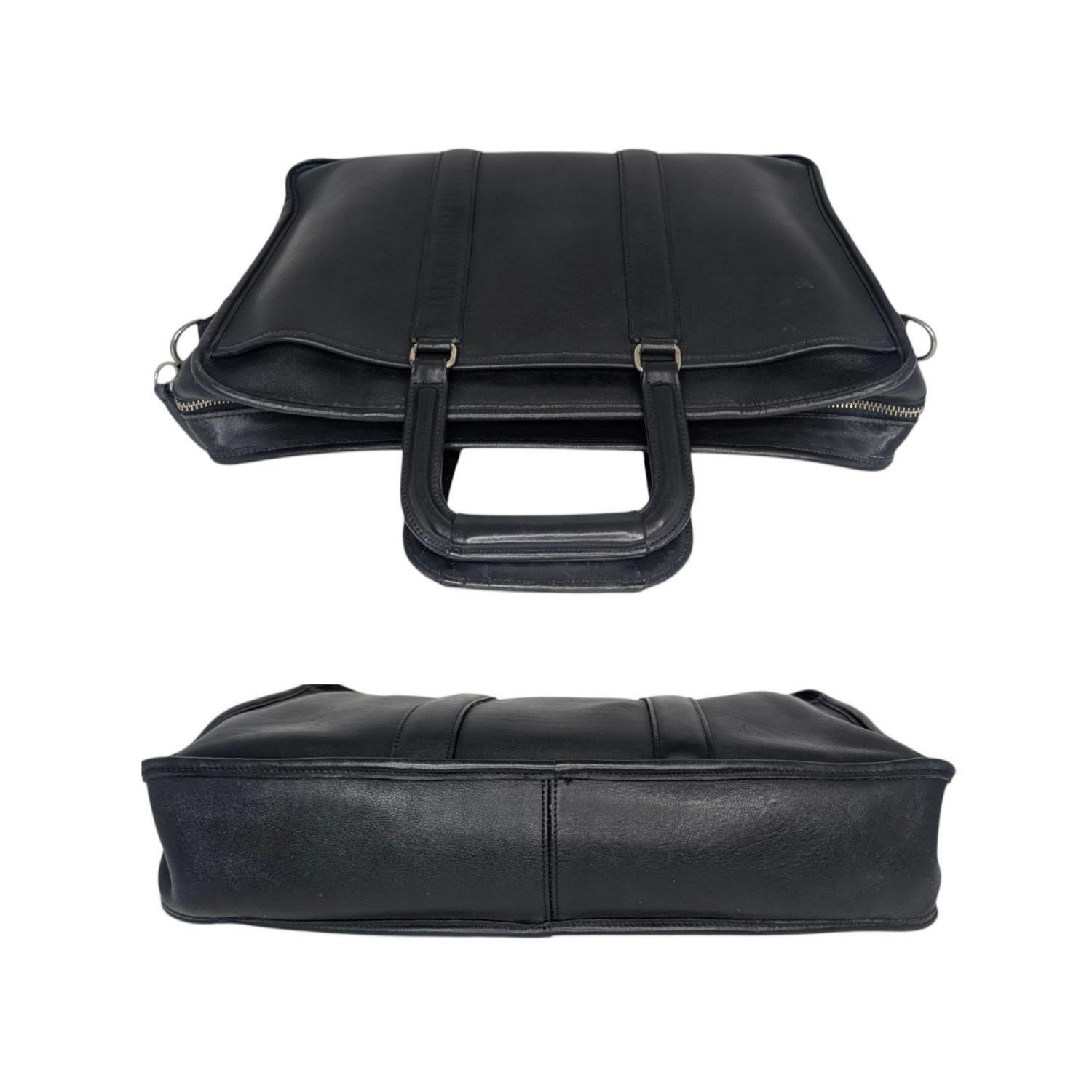 Coach 90s Embassy Large Briefcase en cuir noir Unisexe en vente