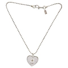 Coach 925 Sterling Silver Heart Pendant Ball Chain Necklace