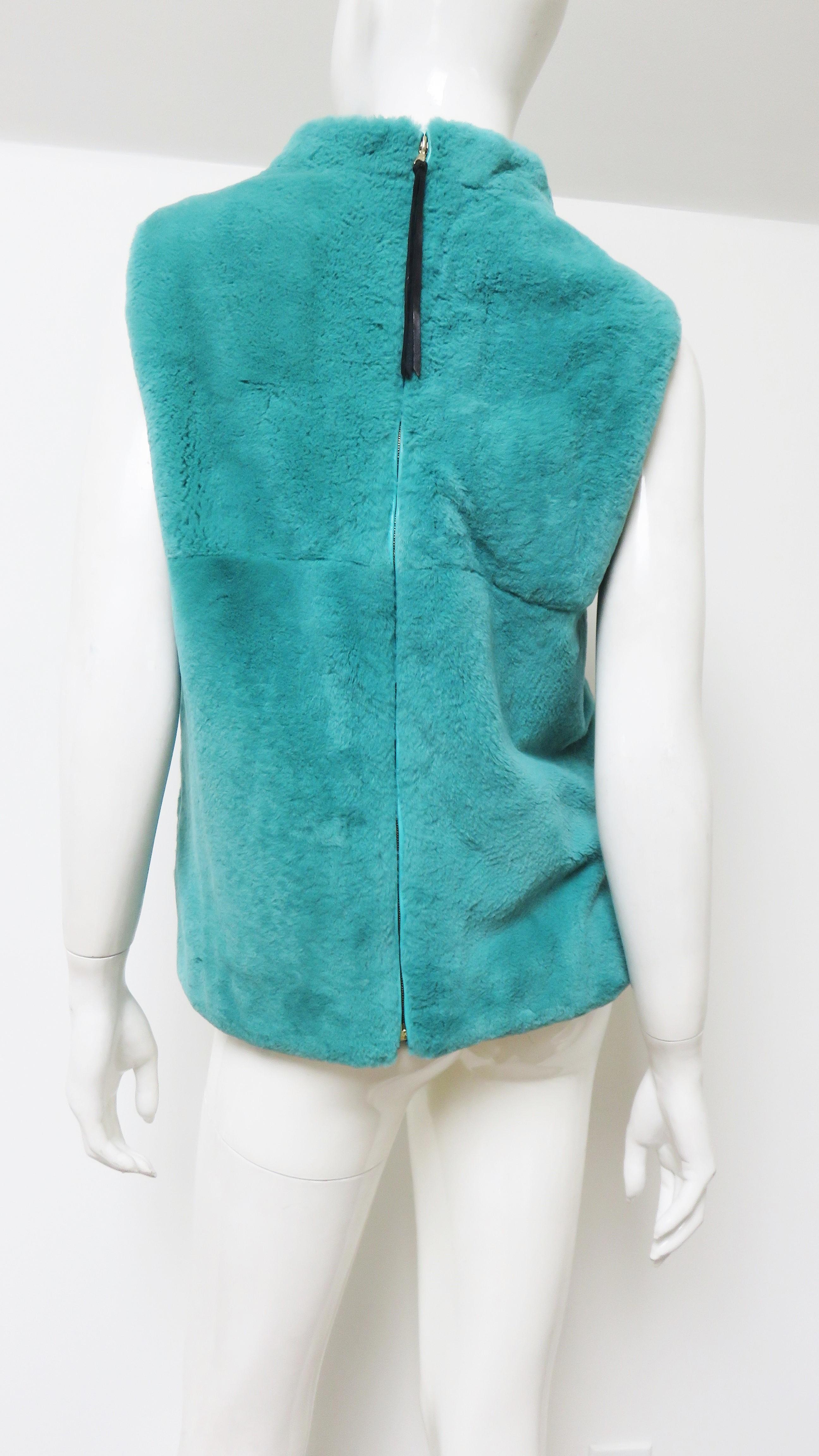 Coach Aqua Sheared Fur Vest  For Sale 5
