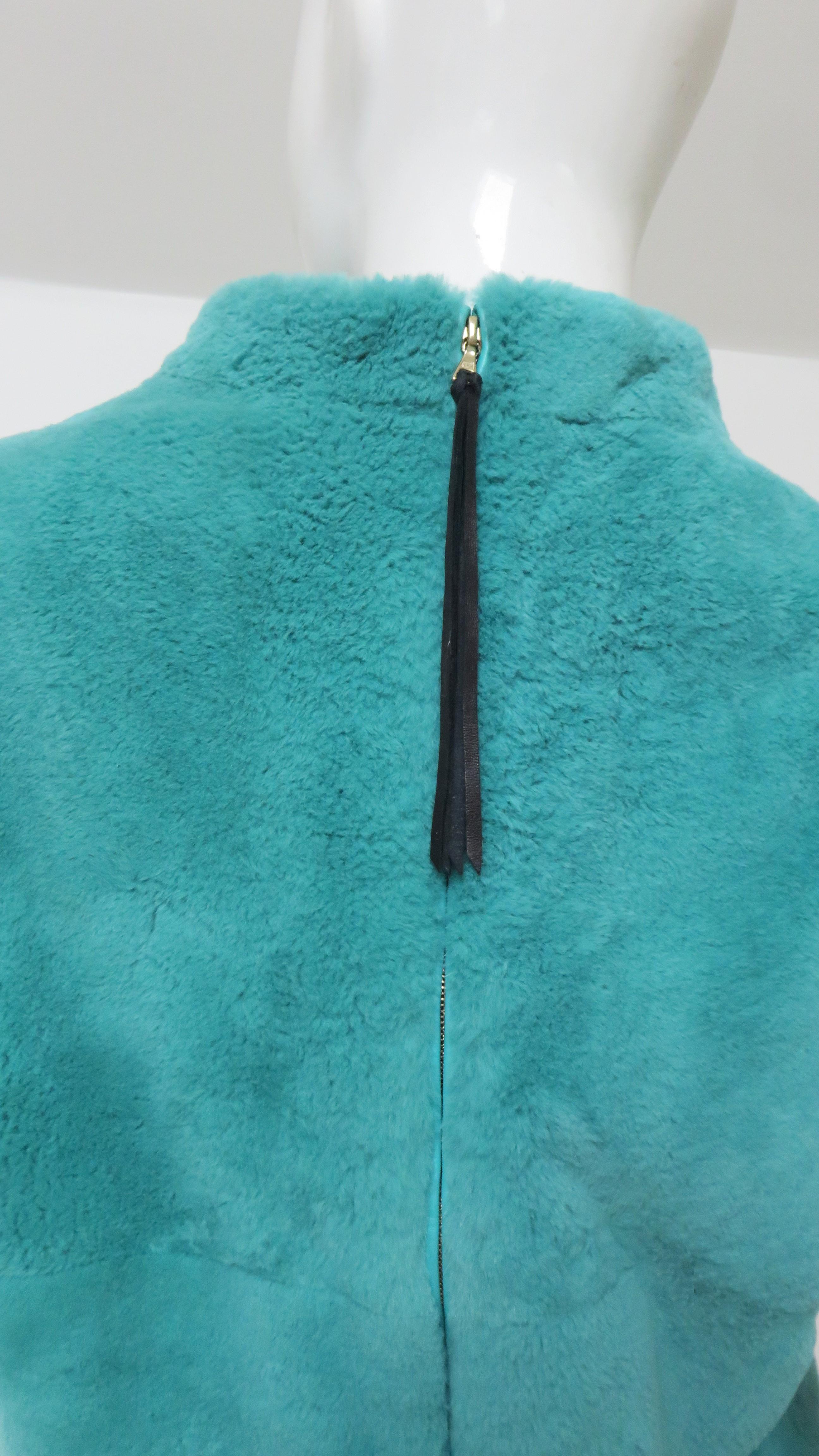 Coach Aqua Sheared Fur Vest  For Sale 6