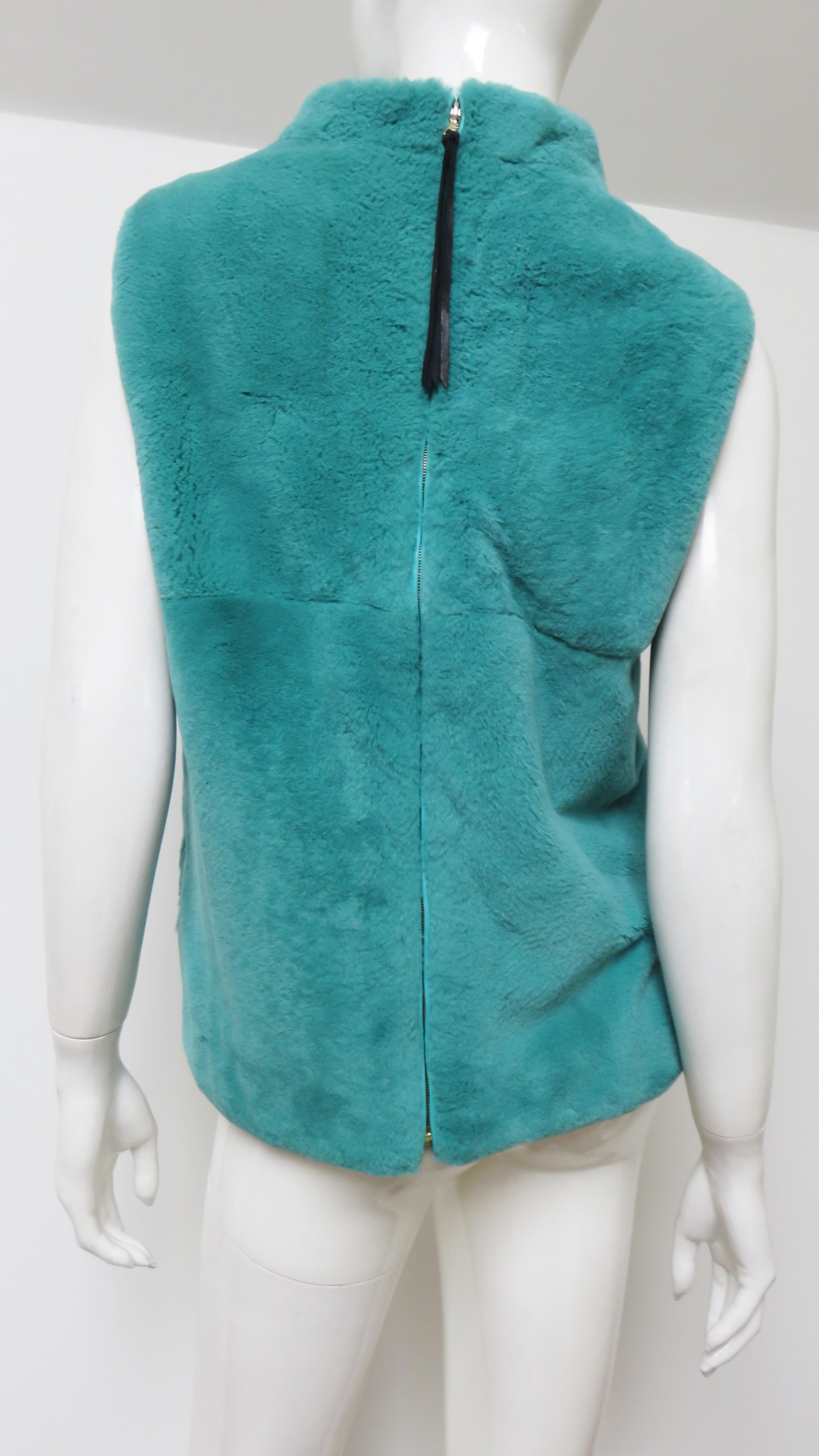 Coach Aqua Sheared Fur Vest  For Sale 7