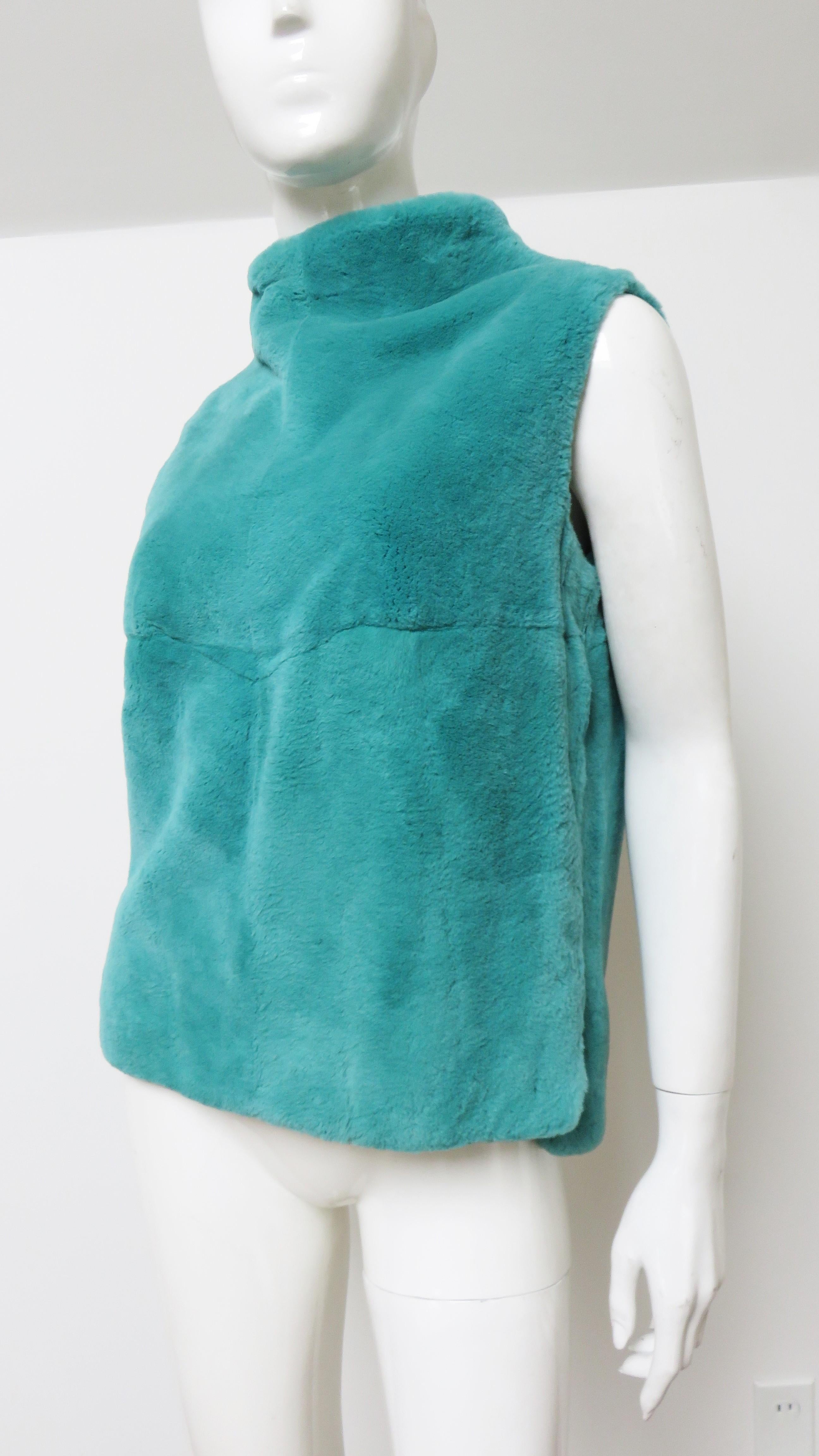 Women's Coach Aqua Sheared Fur Vest  For Sale