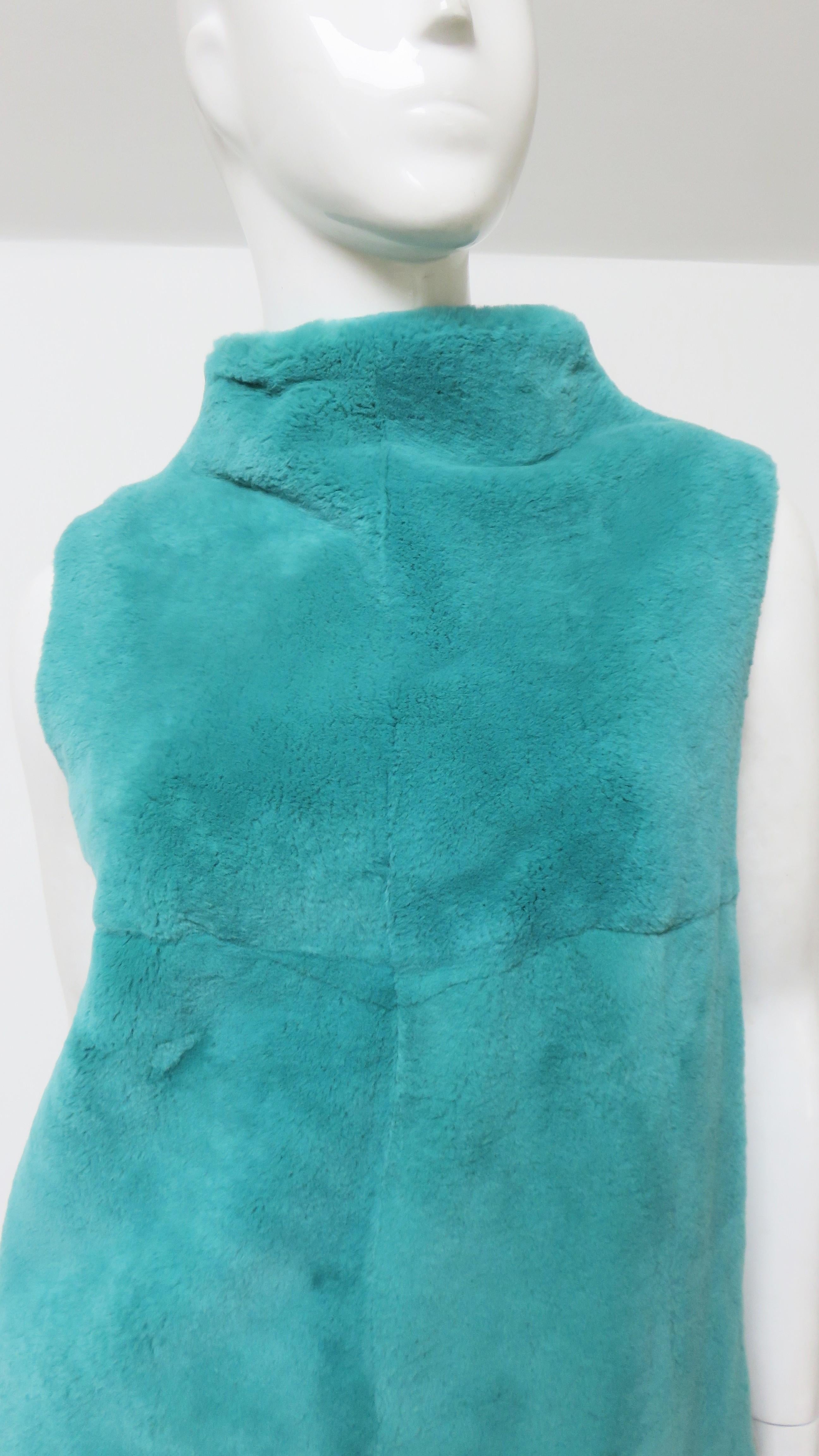 Coach Aqua Sheared Fur Vest  For Sale 1