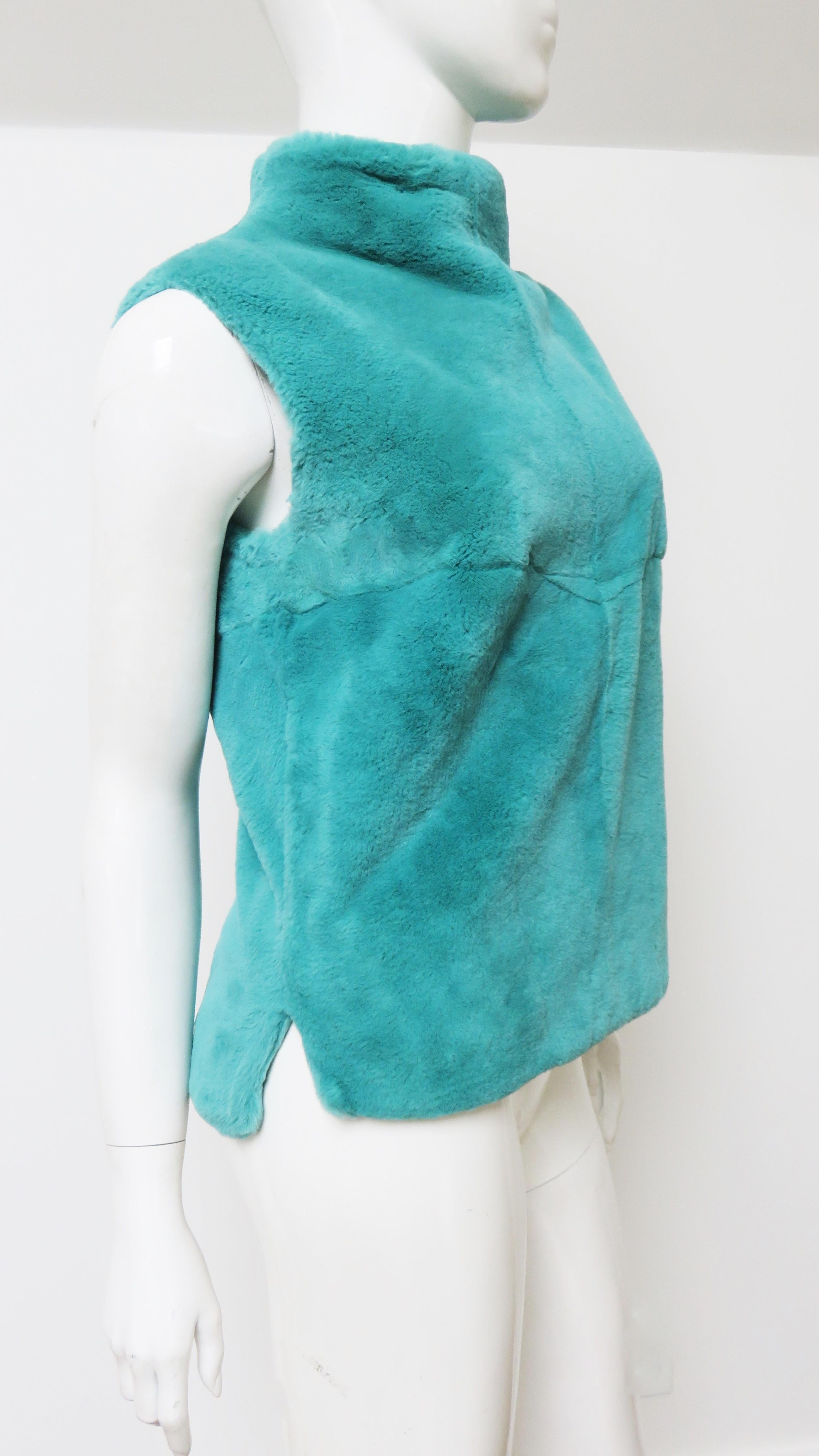 Coach Aqua Sheared Fur Vest  For Sale 3
