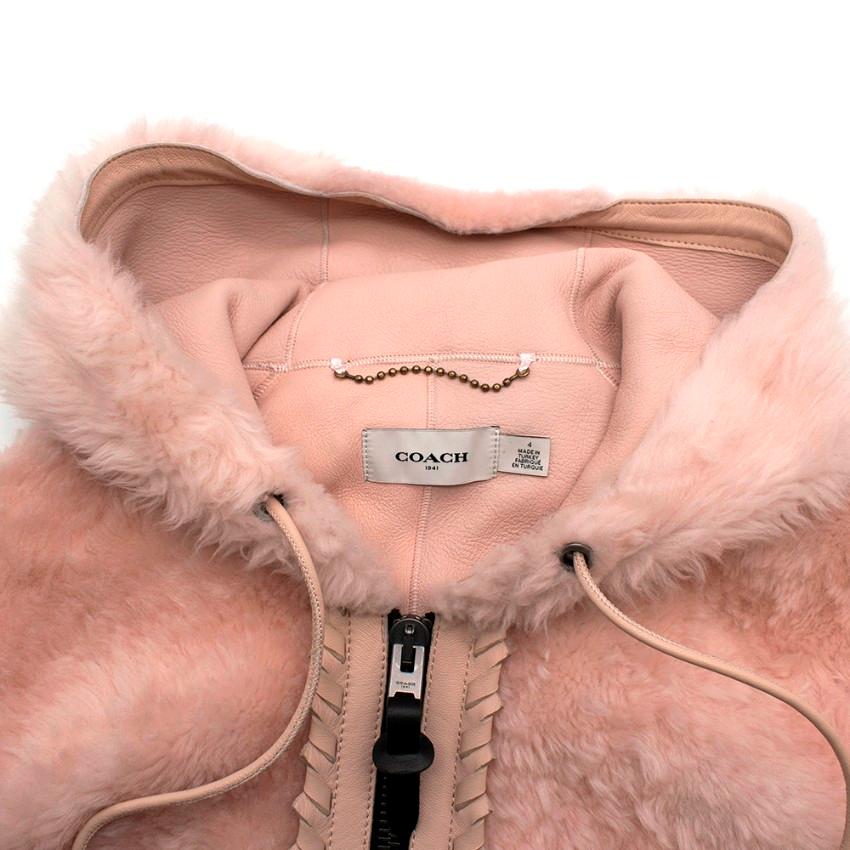 Coach Baby Pink Shearling Leather Zipped Jacket 4 In Excellent Condition In London, GB