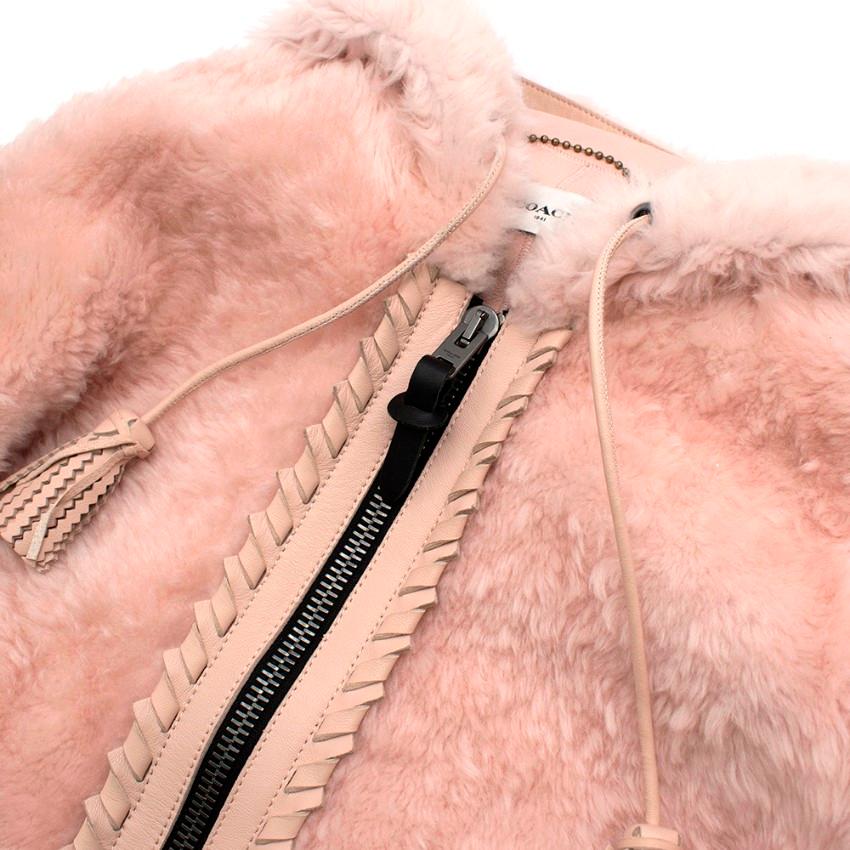 Women's or Men's Coach Baby Pink Shearling Leather Zipped Jacket 4