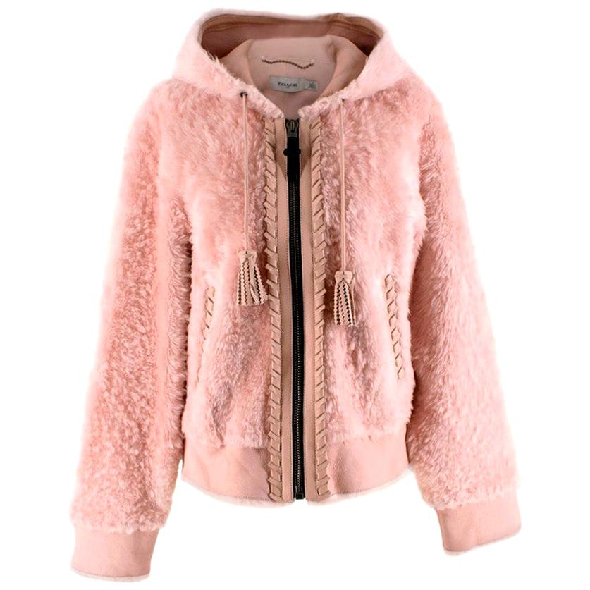 Coach Baby Pink Shearling Leather Zipped Jacket 4