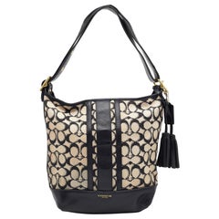 Coach Beige/Black Signature Canvas and Leather Hobo