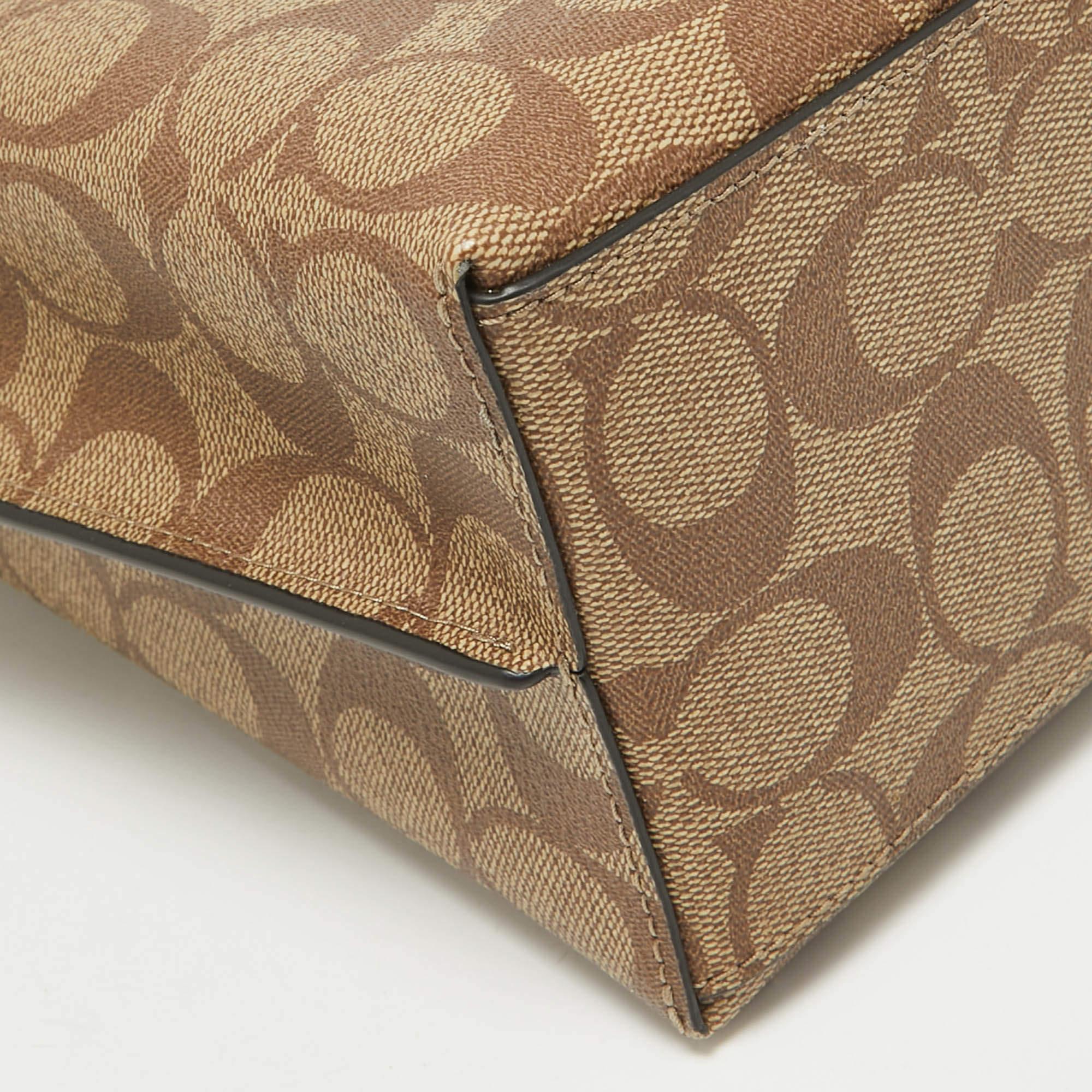 Coach Beige/Black Signature Coated Canvas and Leather Molly 25 Tote For Sale 4