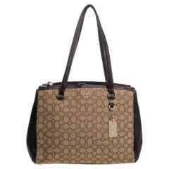 Coach Beige/Brown Canvas and Leather Stanton Carryall Tote