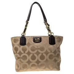 Coach Beige/Brown Fabric Madison Op Art Tote