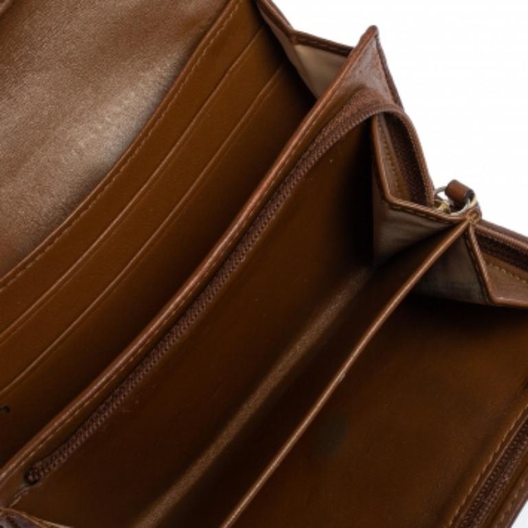 Portafoglio compatto in tela e pelle beige/marrone firmato Coach in vendita 3