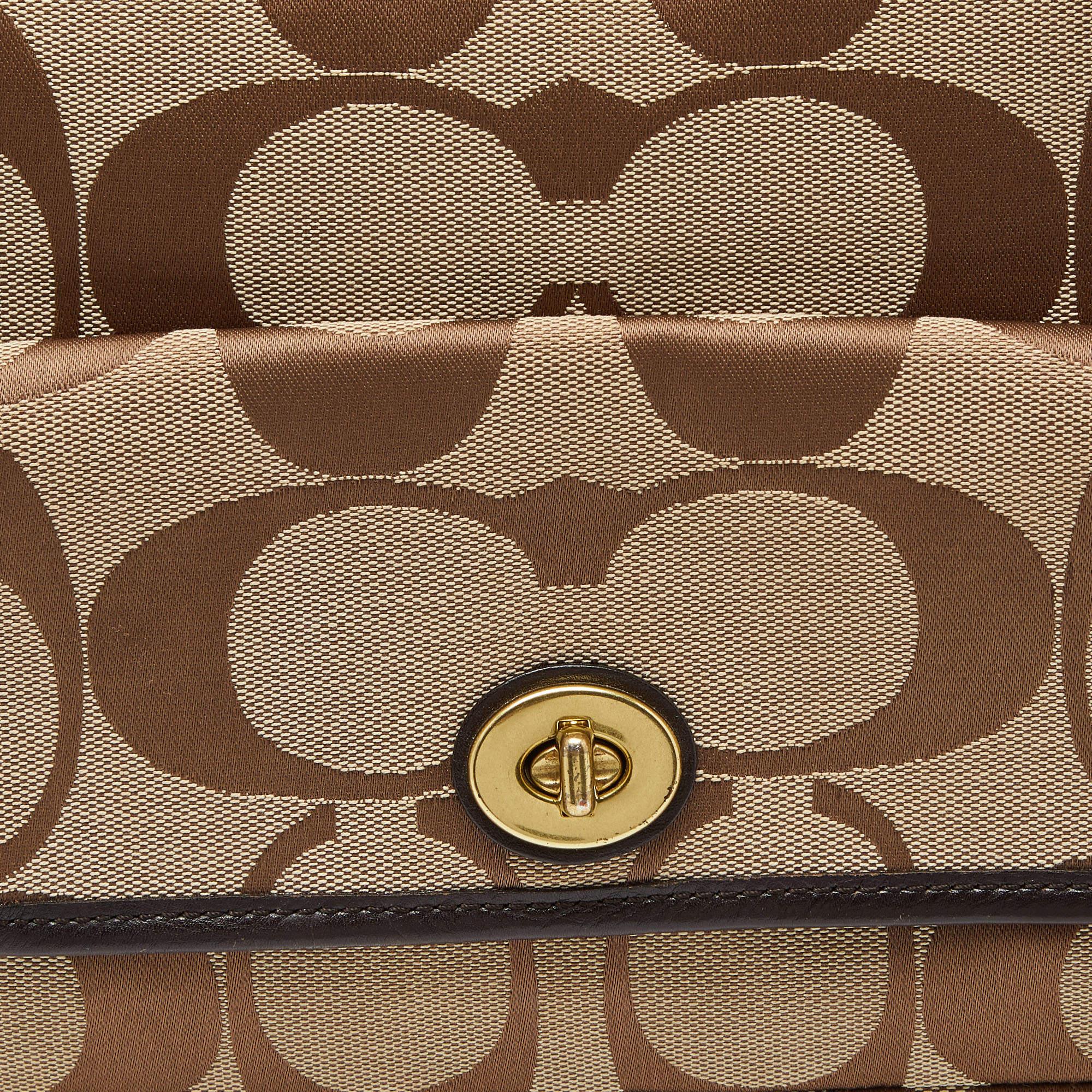 Coach Beige/Brown Signature Canvas and Leather Courtenay Crossbody Bag 1