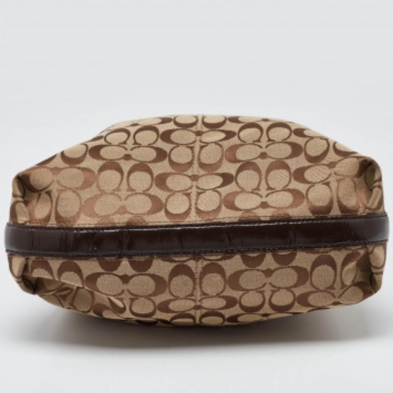 De las mujeres Hobo Coach de lona y piel Beige/Marrón Signature en venta