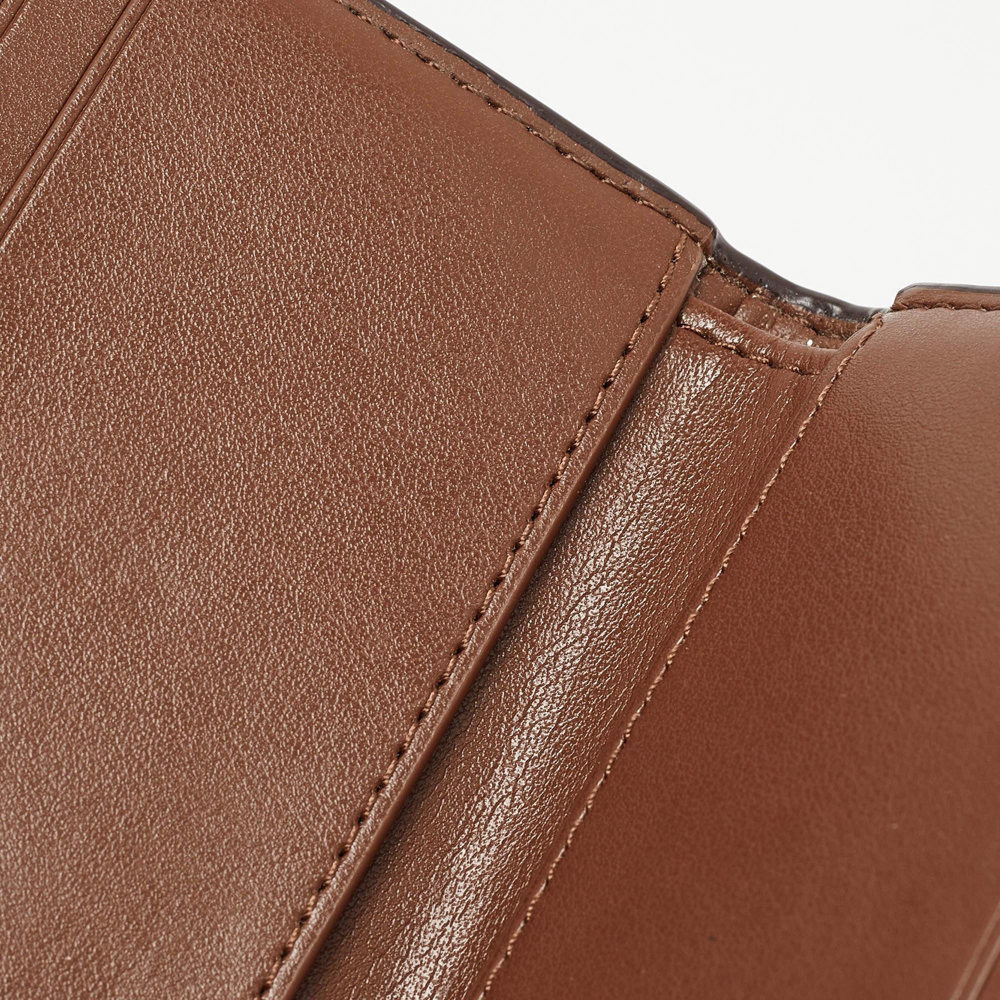 Women's Coach Beige/Brown Signature Coated Canvas and Leather Trifold Wallet