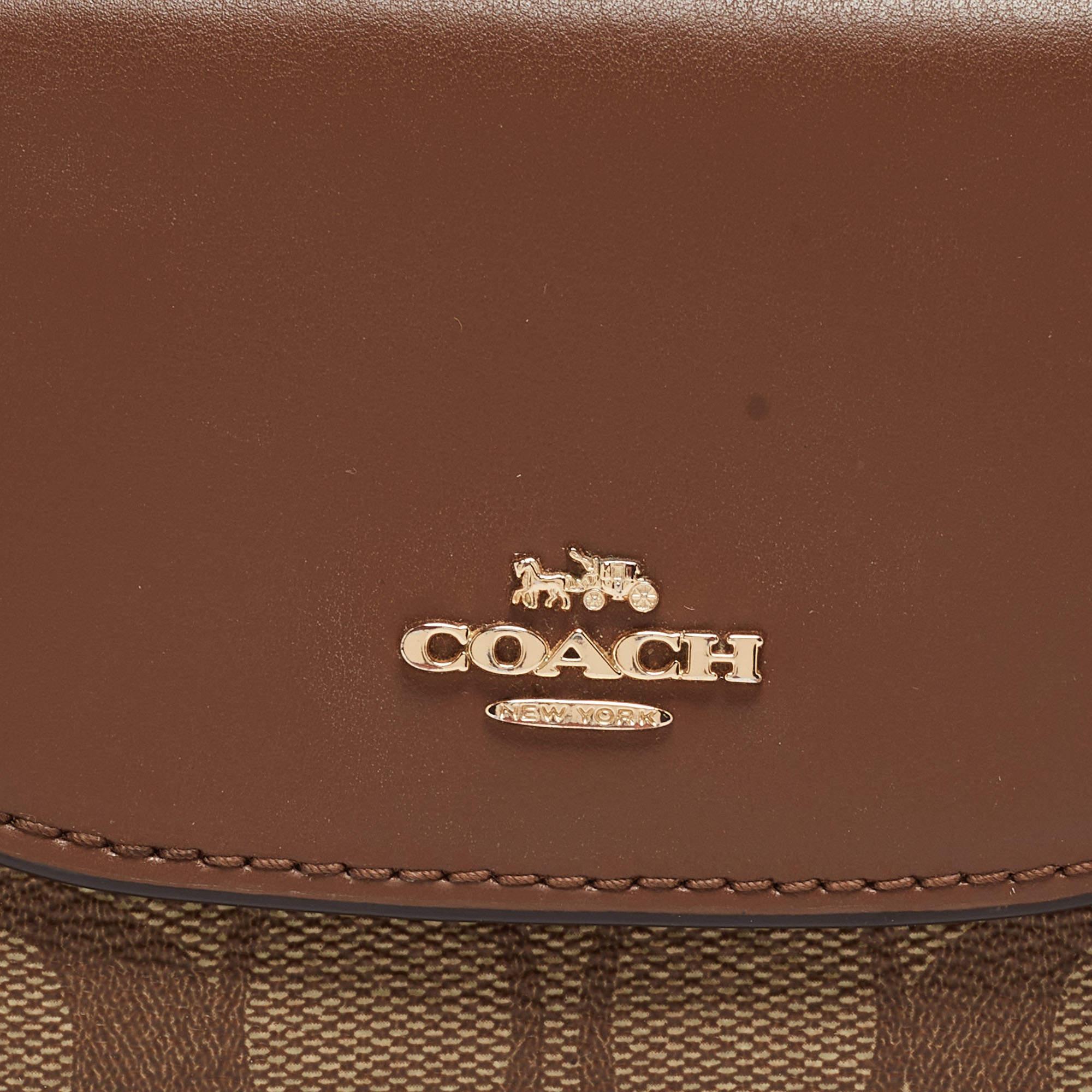 Coach Beige/Brown Signature Coated Canvas and Leather Trifold Wallet 3