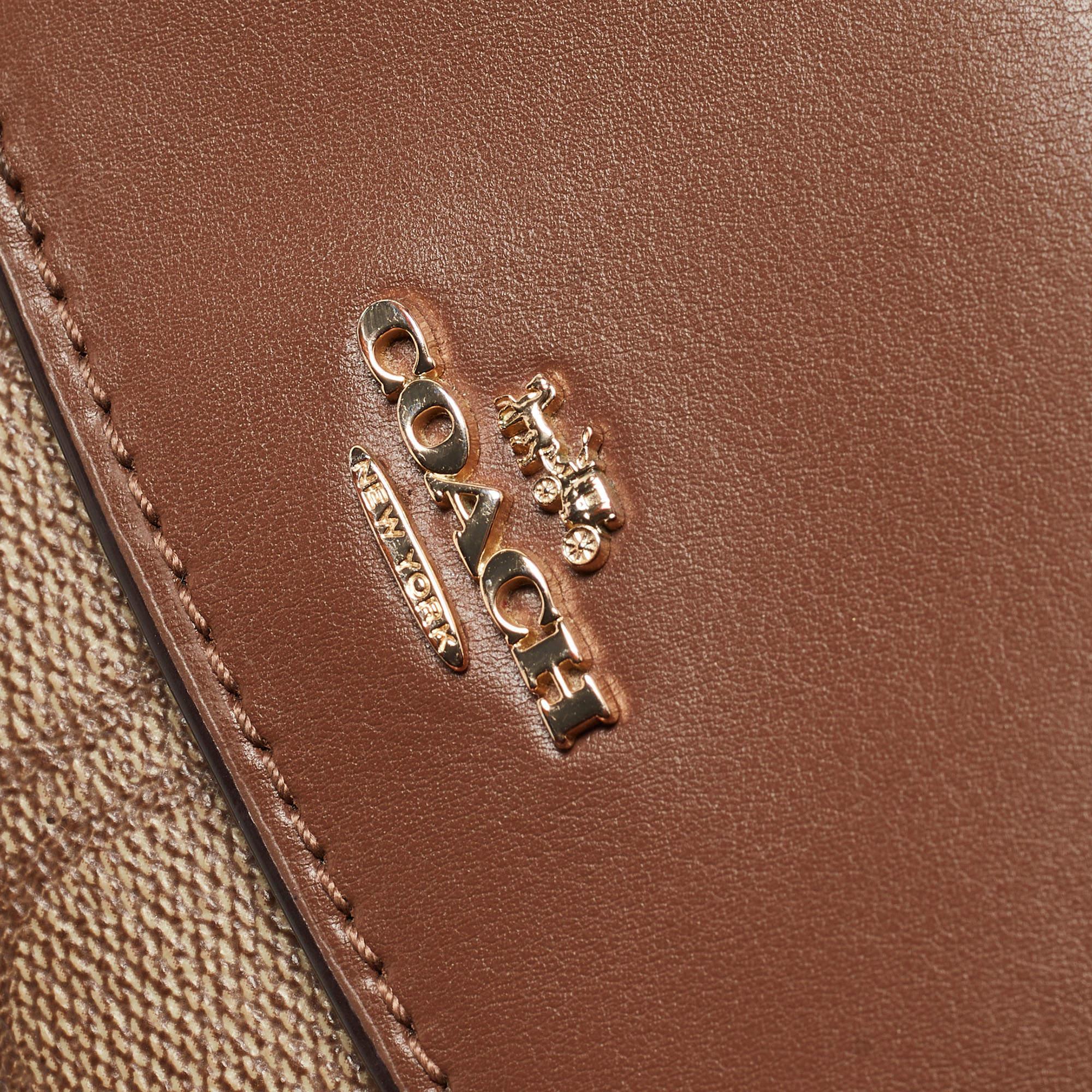 Coach Beige/Brown Signature Coated Canvas and Leather Trifold Wallet 5
