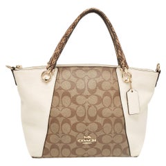 Coach Beige Coated Canvas Leather Satchel