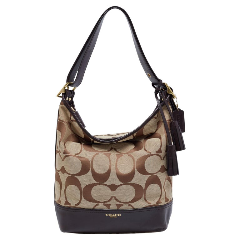 Coach Beige/Dark Brown Signature Canvas And Leather Legacy Hobo For Sale at  1stDibs