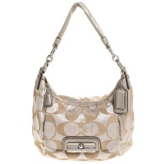 Borsa Kristin in tela e pelle beige/oro di Coach