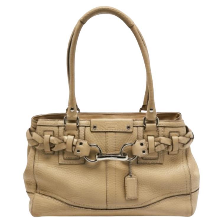 Bolso Hampton Coach de piel granulada beige en venta