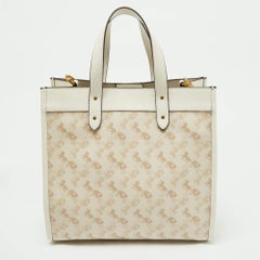 Coach Beige Horse/Carriage Print Coated Canvas and Leather Field Tote