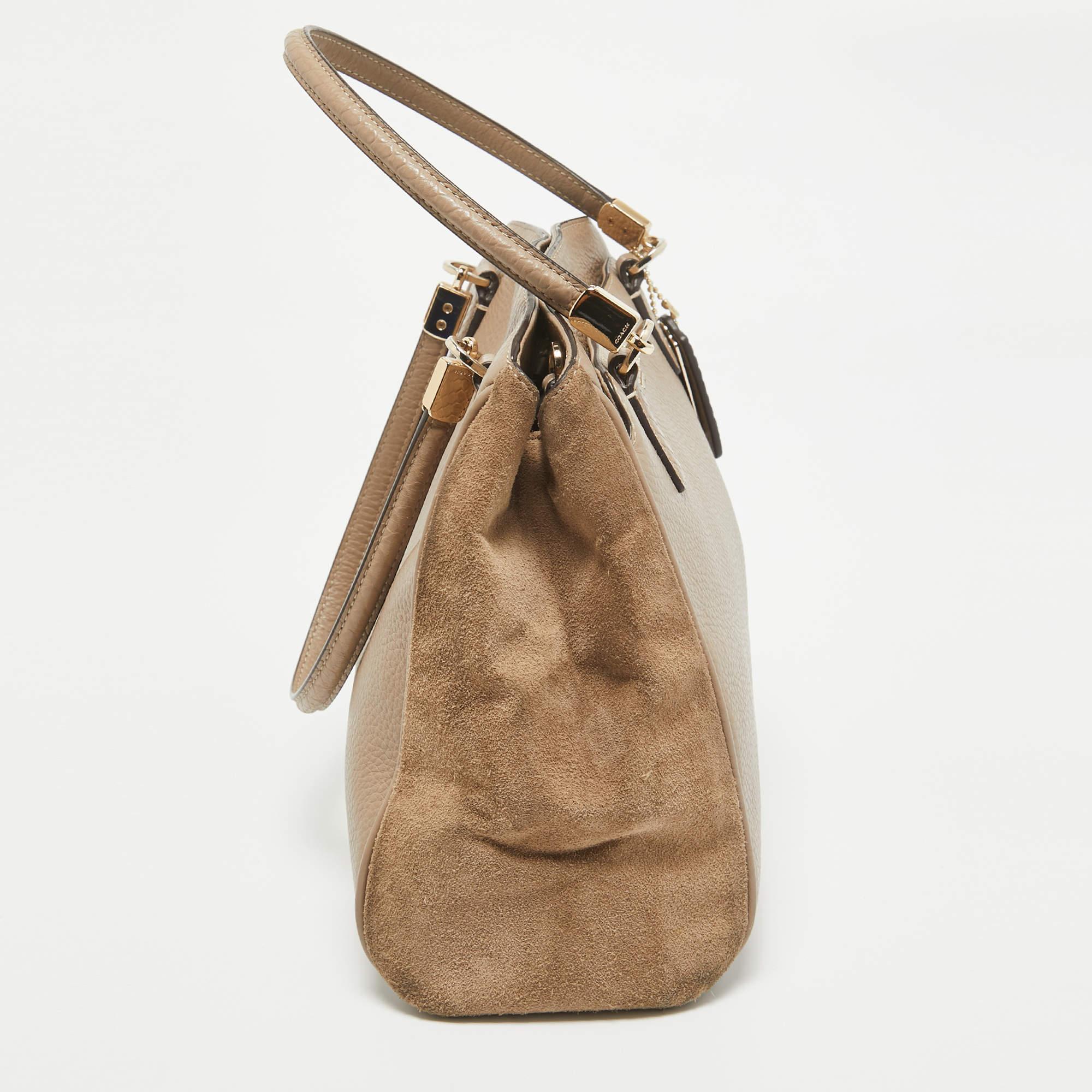 Women's Coach Beige Leather and Suede Minetta Satchel