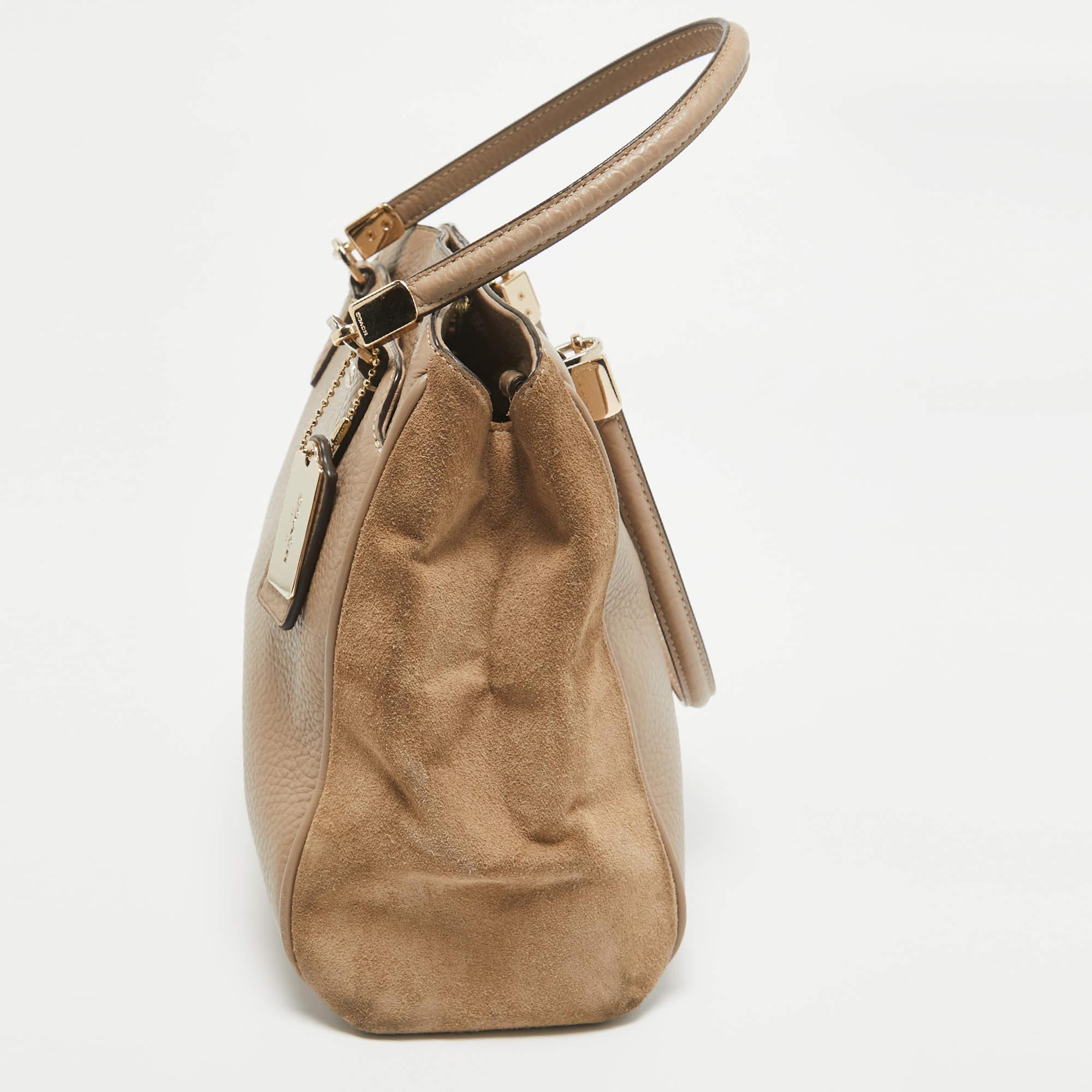 Coach Beige Leather and Suede Minetta Satchel 1