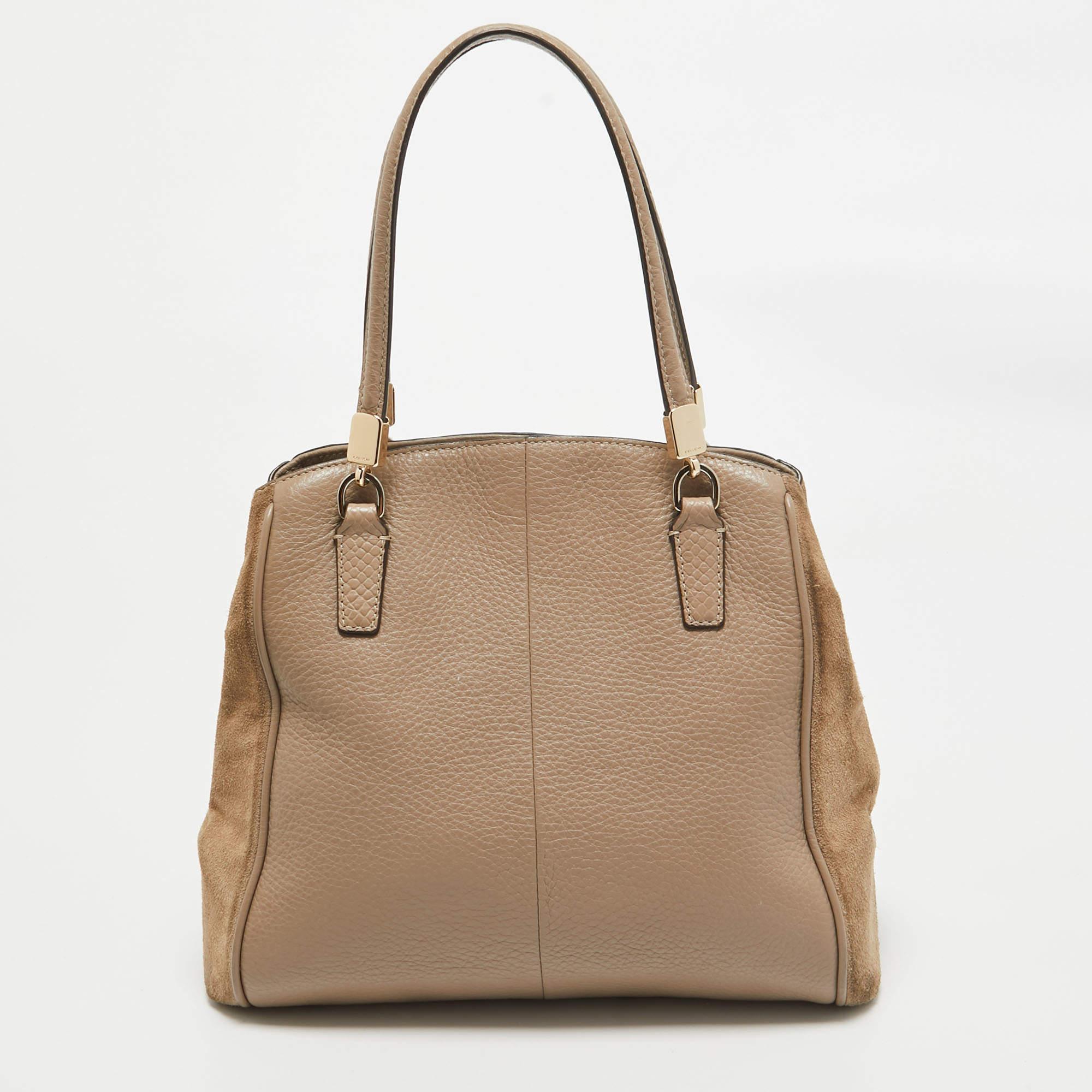 Coach Beige Leather and Suede Minetta Satchel 2