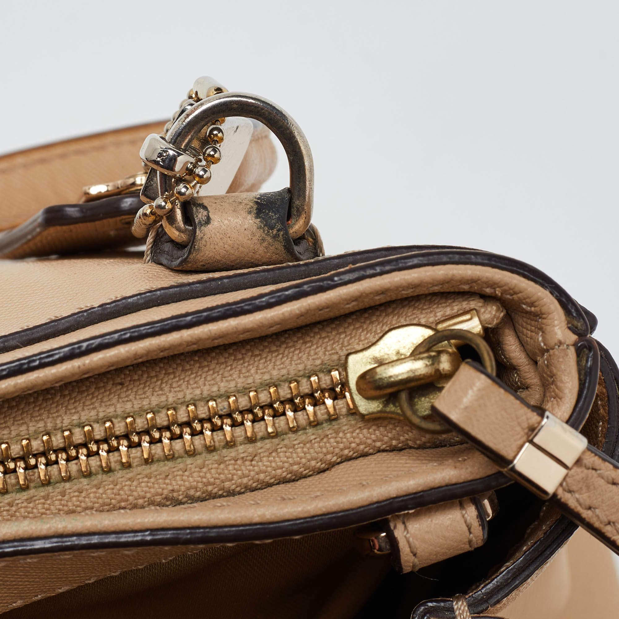 Coach Beige Leather Mini Christie Carryall Double Zip Tote For Sale 3