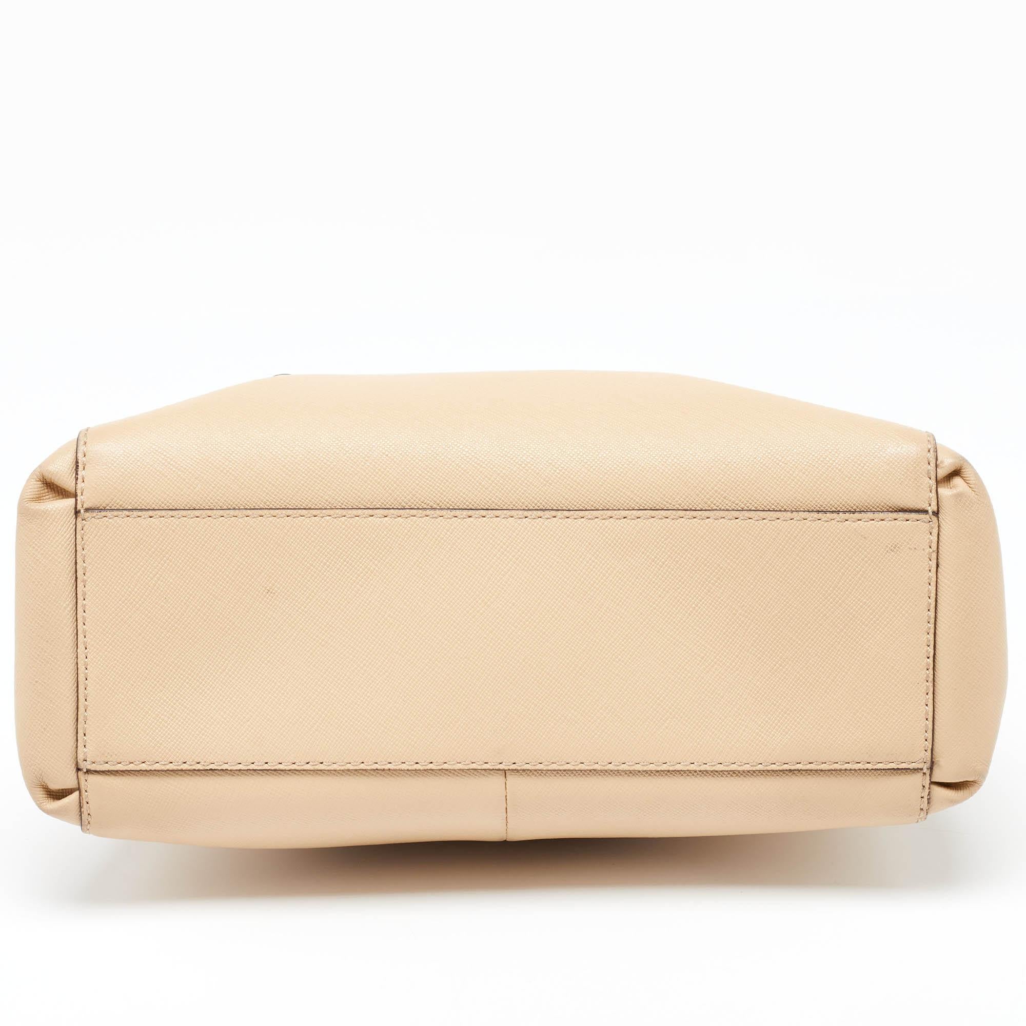 Coach Beige Leather Mini Christie Carryall Double Zip Tote For Sale 4