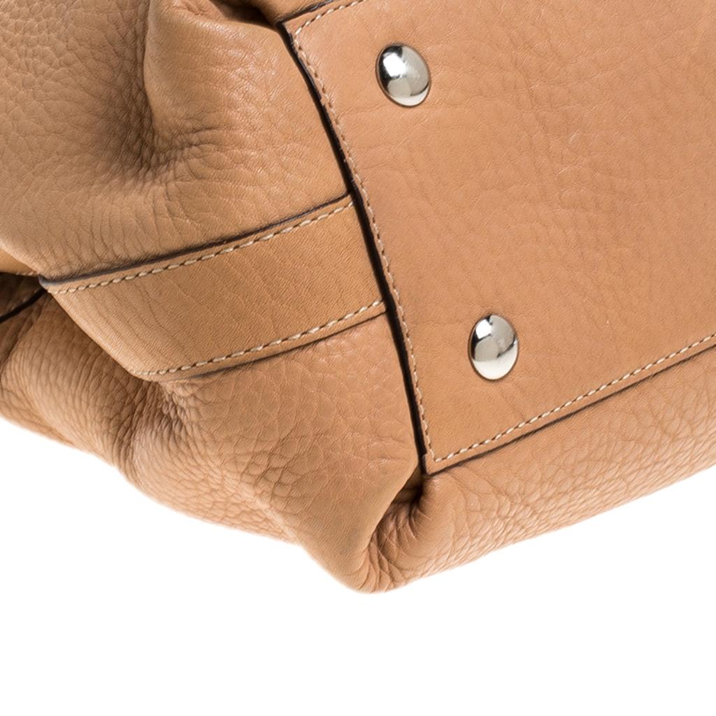 Coach Beige Leather Penelope Ruffle Tote For Sale 3