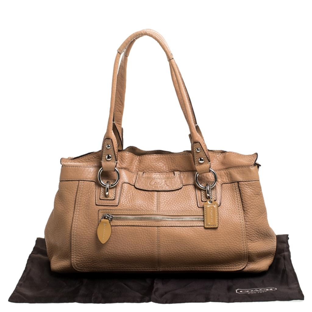 Coach Beige Leather Penelope Ruffle Tote For Sale 4