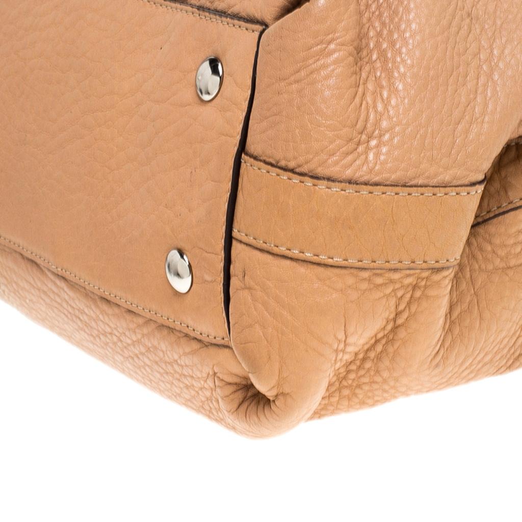 Coach Beige Leather Penelope Ruffle Tote For Sale 1