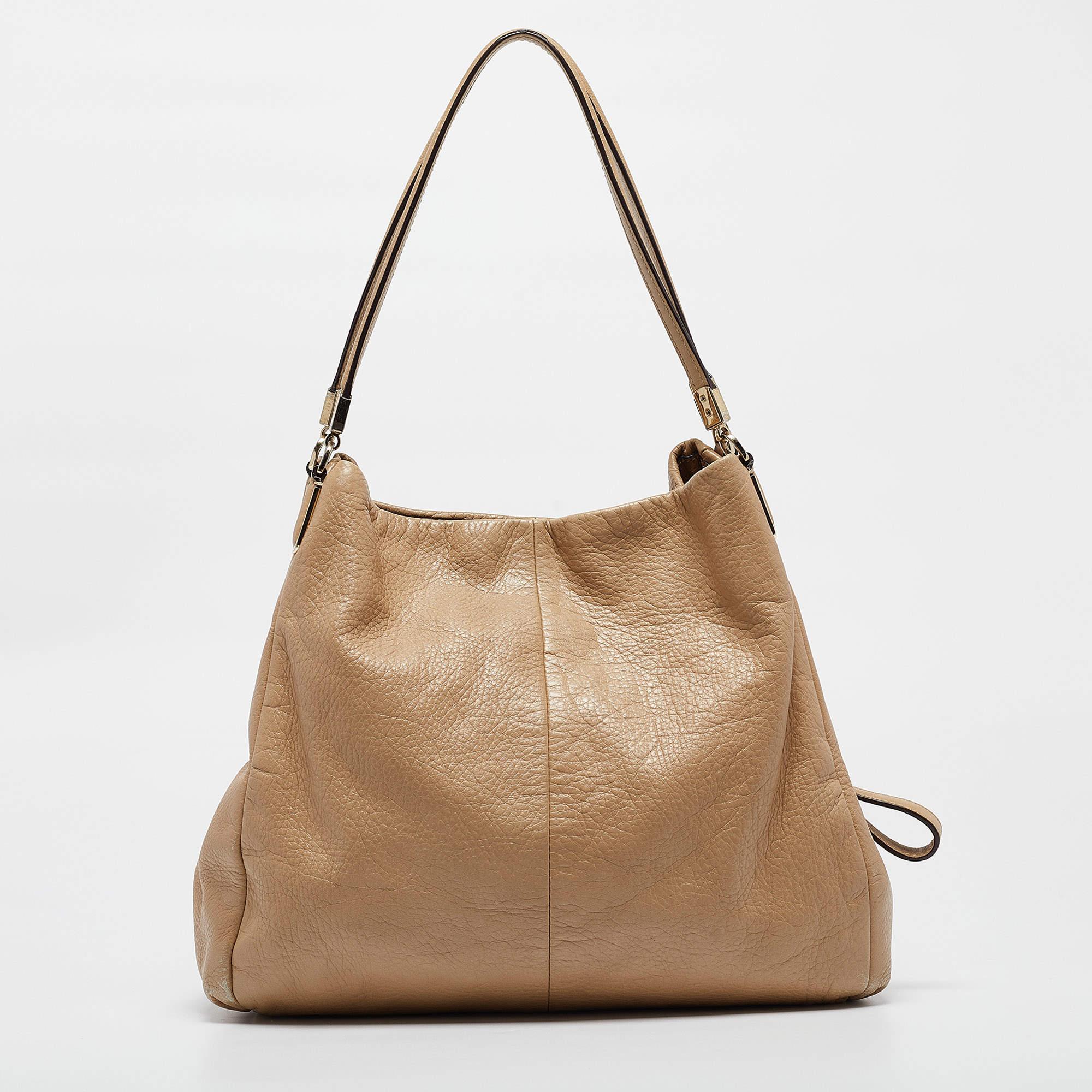 Bolso de hombro Coach Phoebe Madison de piel beige en Bastante bueno Estado en Dubai, Al Qouz 2