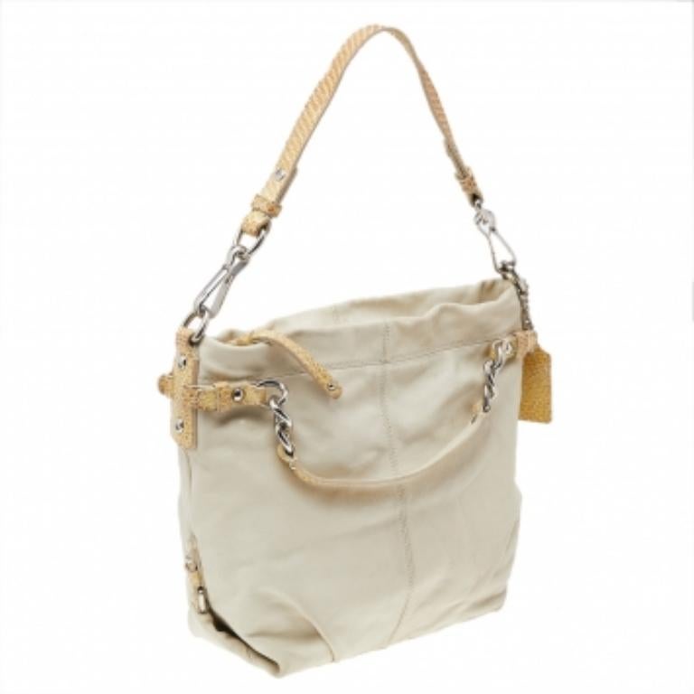 Coach Beige Leder Umhängetasche 4