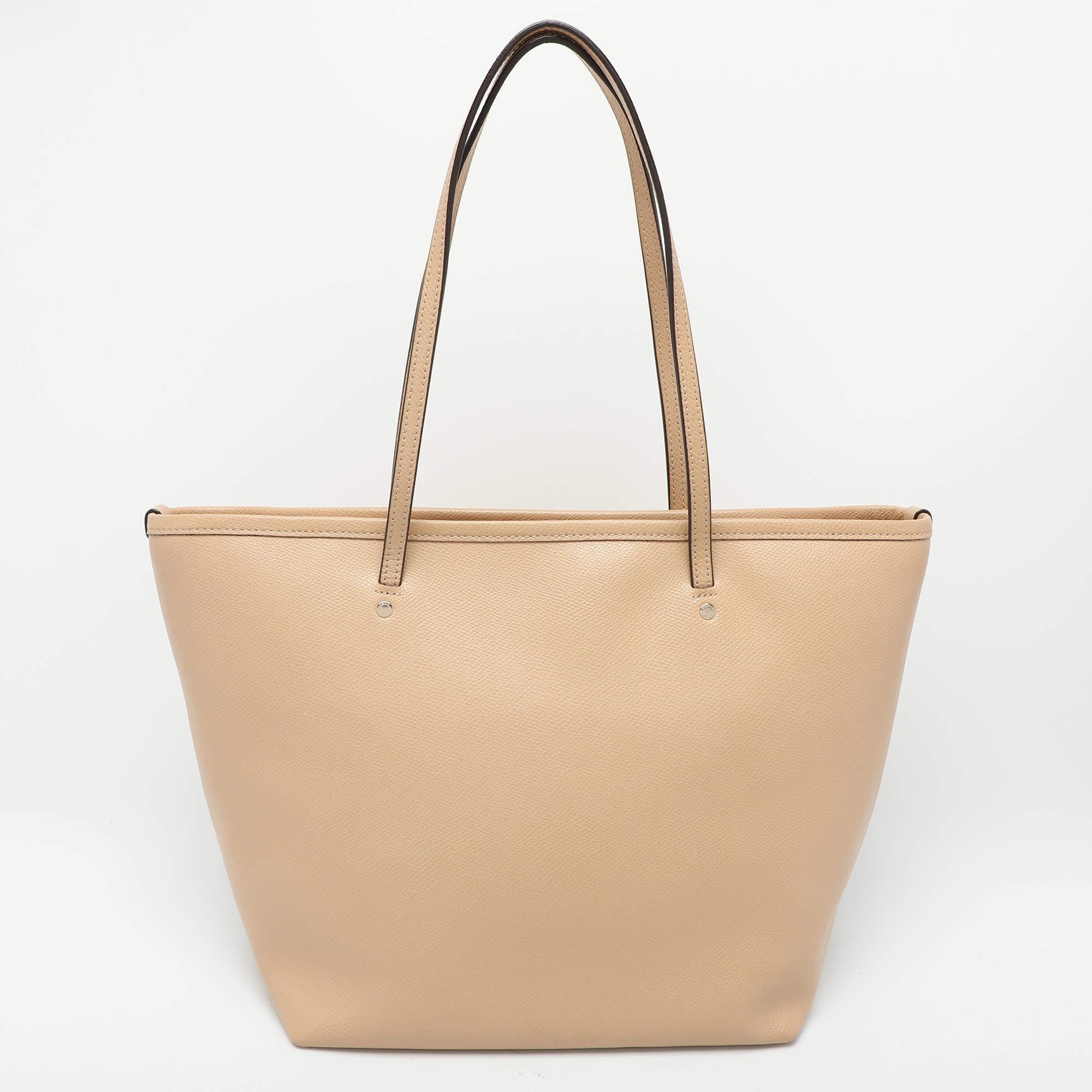 Women's Coach Beige Leather Street Top Zip Tote