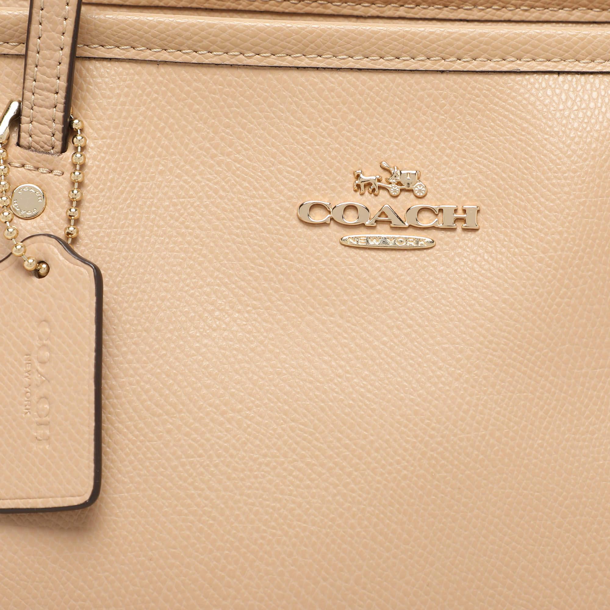 Coach Beige Leather Street Top Zip Tote 1