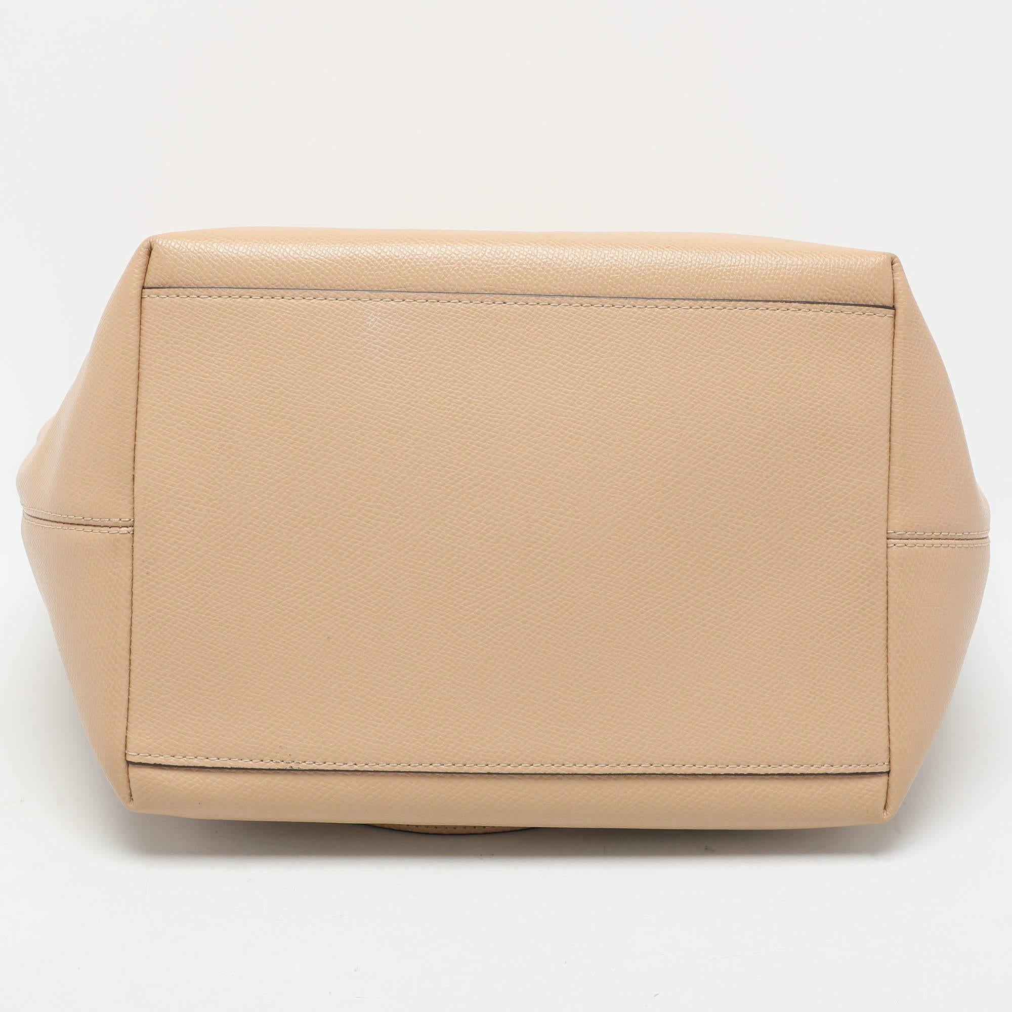 Coach Beige Leather Street Top Zip Tote 2