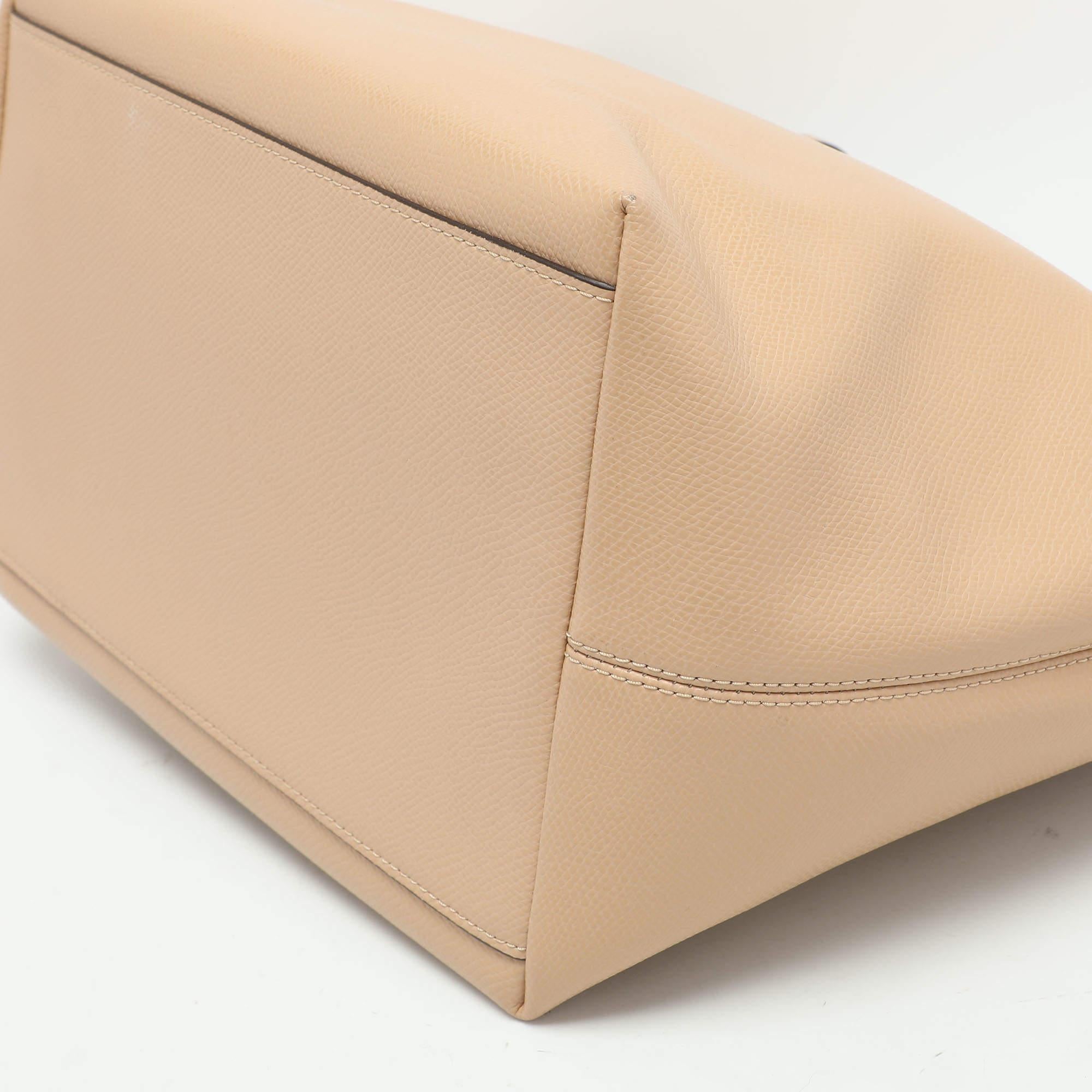 Coach Beige Leather Street Top Zip Tote 5